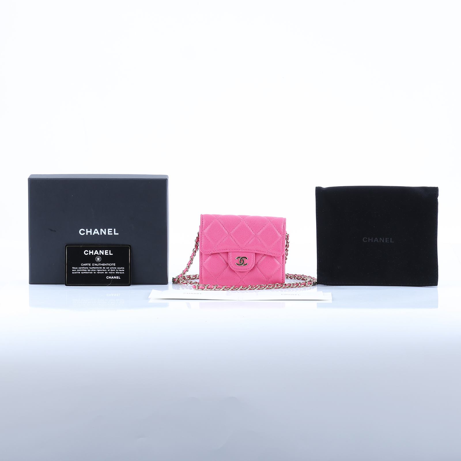 香奈兒 CHANEL WOC 錢包 卡包 肩背包 斜背包  粉荔枝小廢包 原廠盒子/防塵袋/保證卡