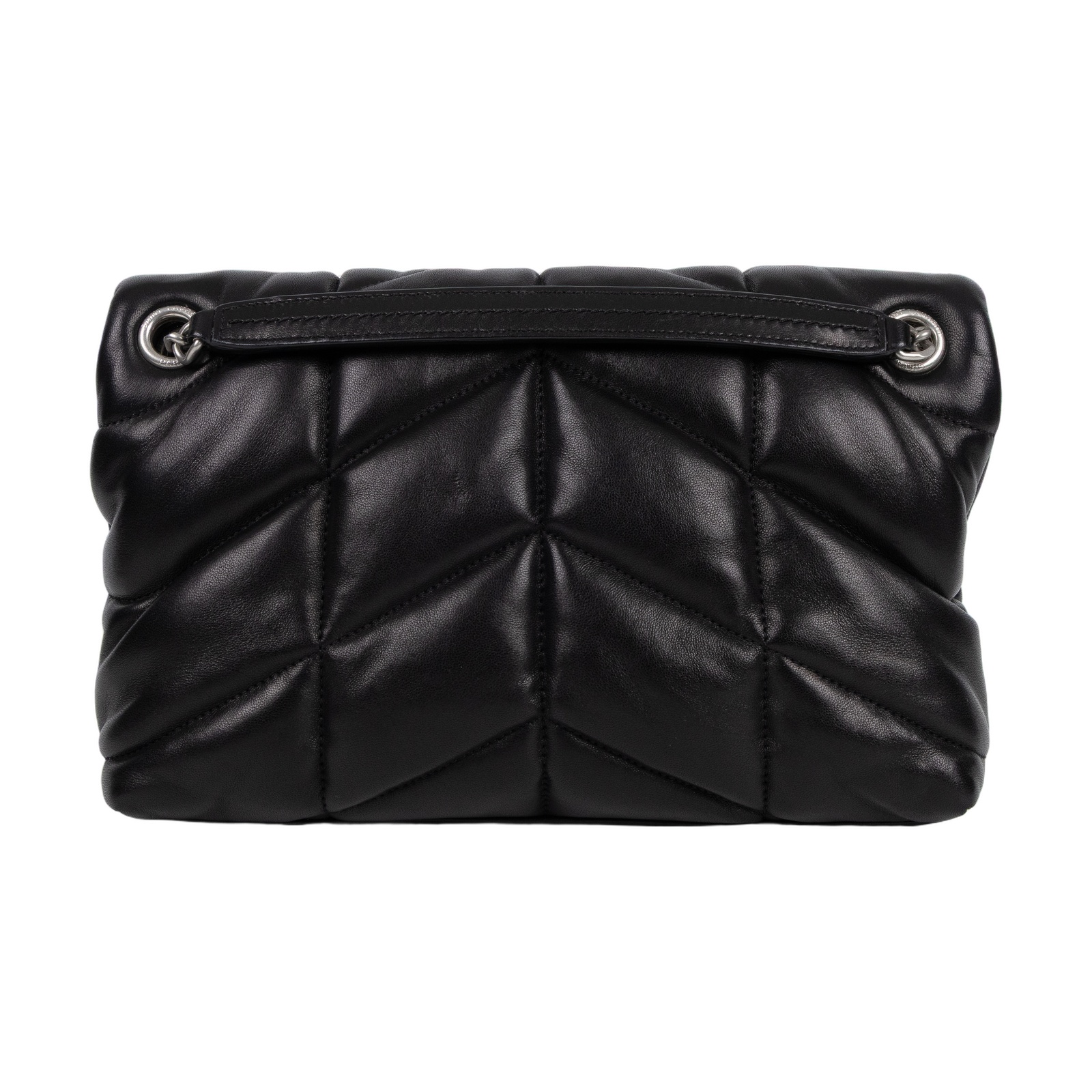 聖羅蘭 YSL SAINT LAURENT Puffer 絎縫納帕皮包 小型 銀色五金 5774761EL00 黑銀PUFFER 小號 防塵袋