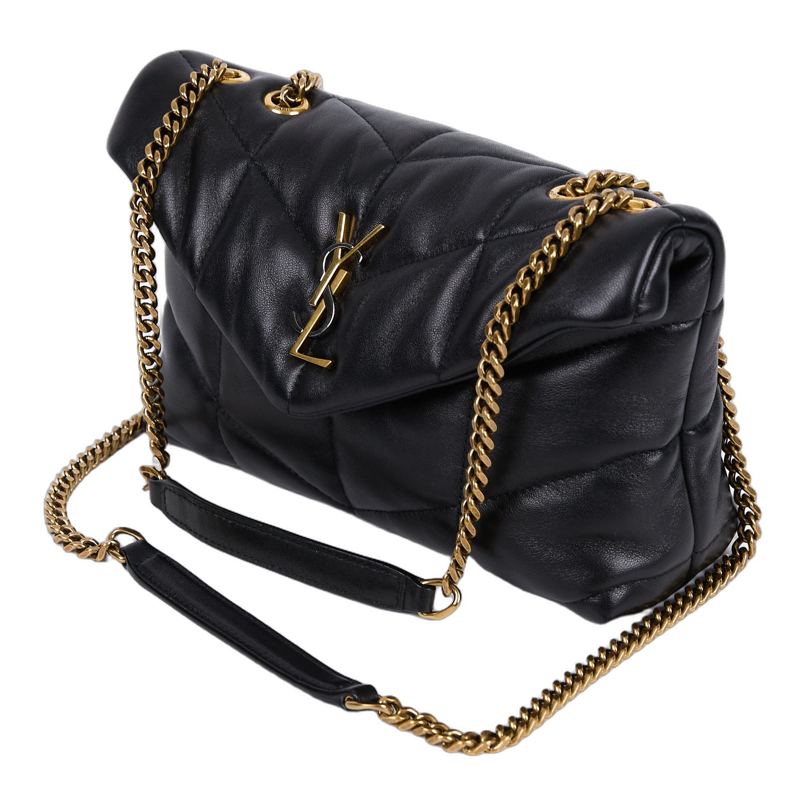 聖羅蘭 YSL SAINT LAURENT Puffer 絎縫 亮面粒面皮革 TOY 手袋 肩背包 金色五金 759337AAC9A  防塵袋