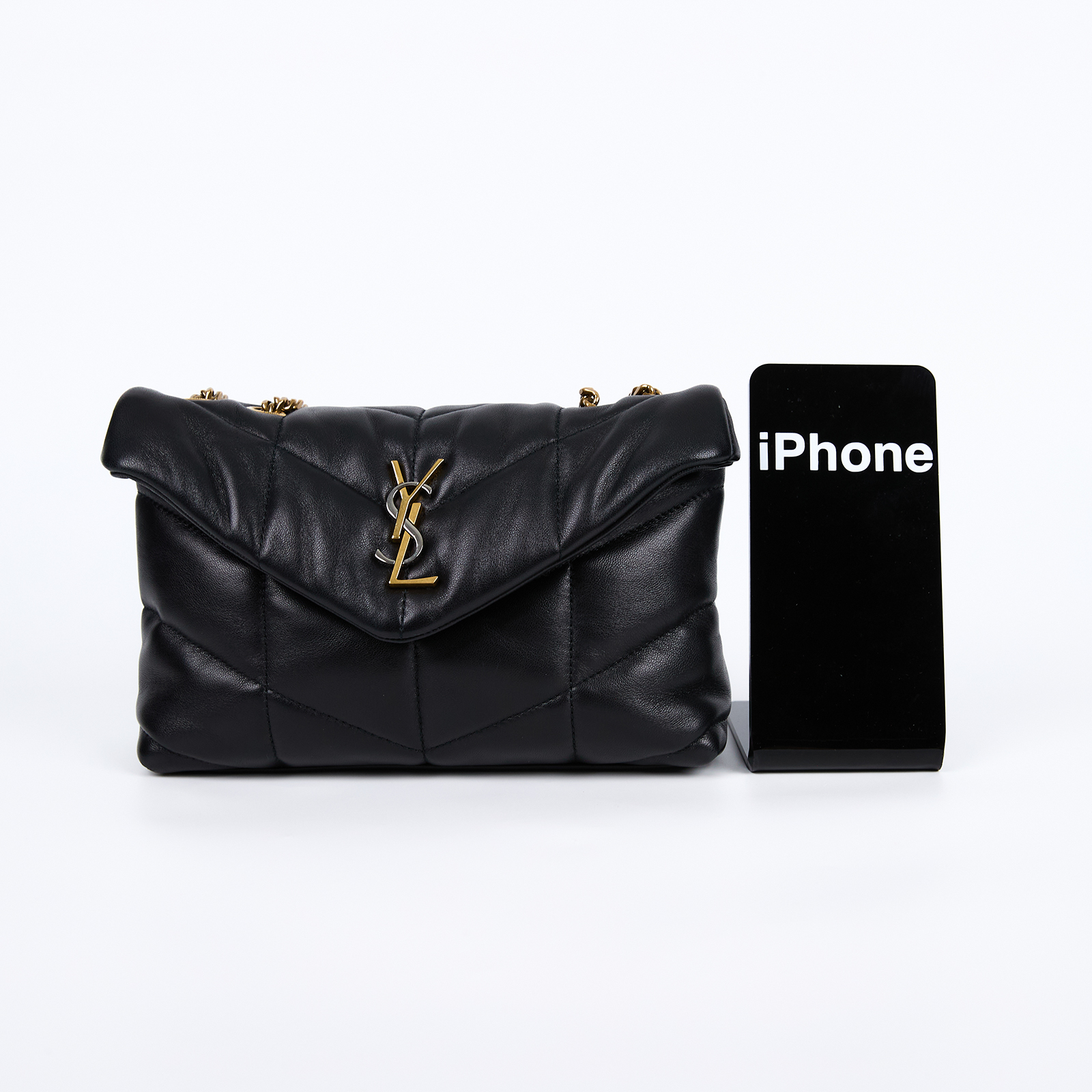 聖羅蘭 YSL SAINT LAURENT Puffer 絎縫 亮面粒面皮革 TOY 手袋 肩背包 金色五金 759337AAC9A  防塵袋