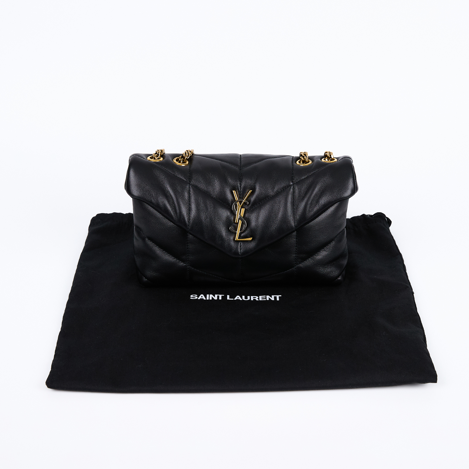 聖羅蘭 YSL SAINT LAURENT Puffer 絎縫 亮面粒面皮革 TOY 手袋 肩背包 金色五金 759337AAC9A  防塵袋