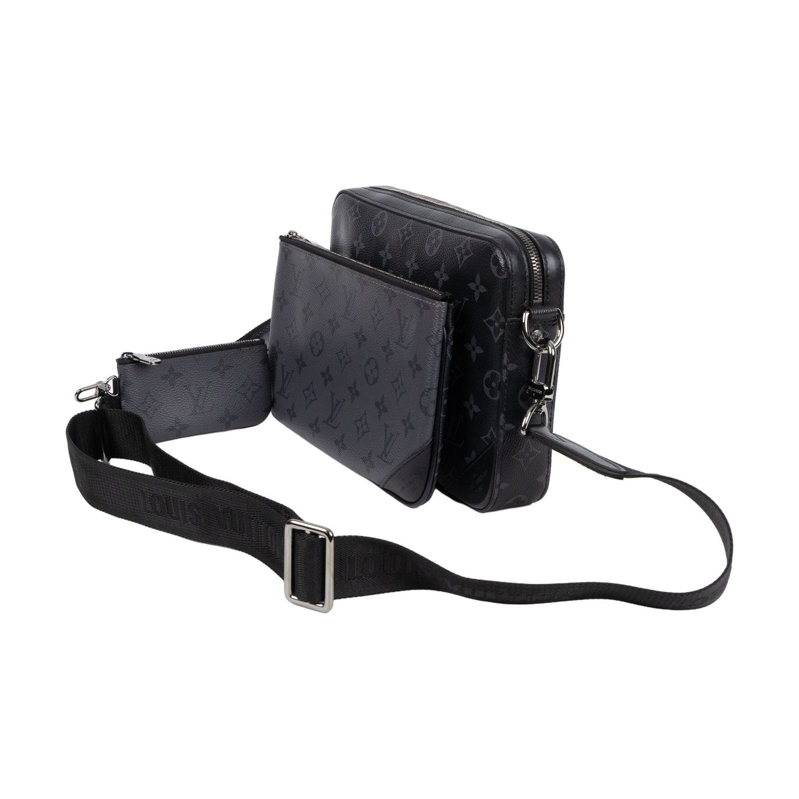路易威登 LOUIS VUITTON Trio 郵差包 Eclipse帆布 黑色 灰色 M69443 晶片款  防塵袋/國外購買證明/pouch/背帶
