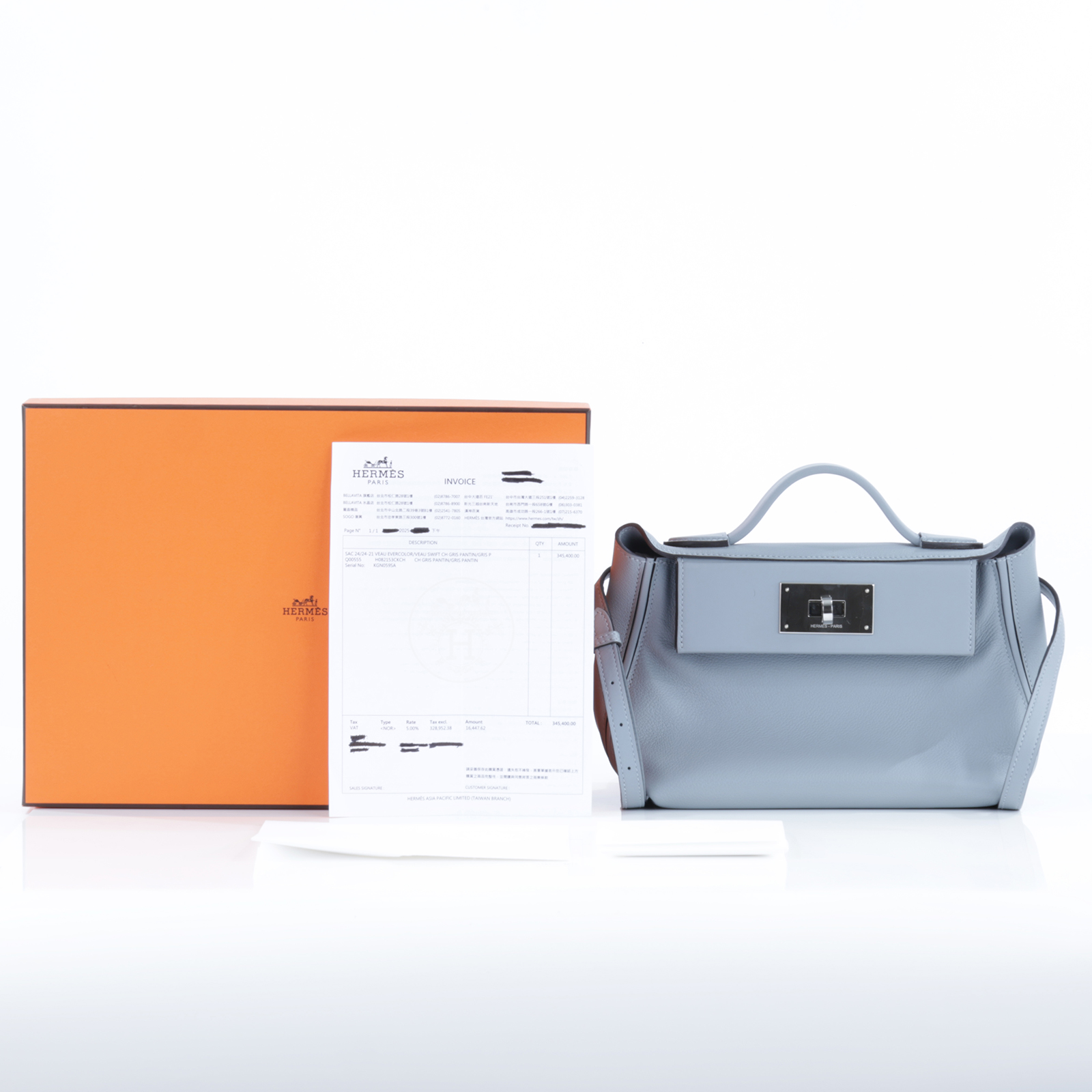 愛馬仕 Hermes 24/24 21 Mini 手提包 銀色五金 木偶灰 H082153CKCH /KGN059SA  背帶/防塵袋/原廠盒子/購買證明