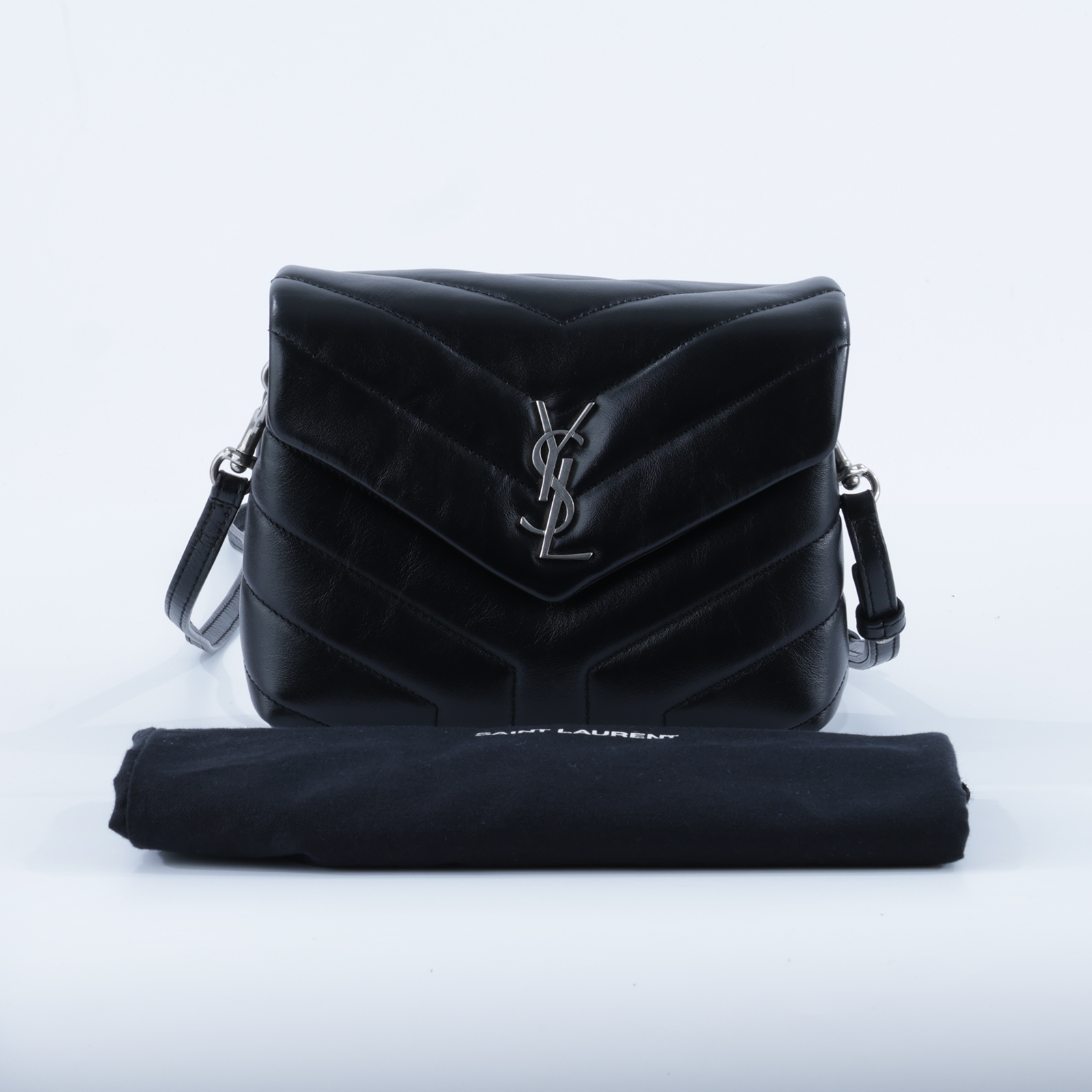 聖羅蘭 YSL SAINT LAURENT Loulou 絎縫 皮革 TOY 手袋 金色五金 467072DV707 黑金LOULOU TOY 防塵袋