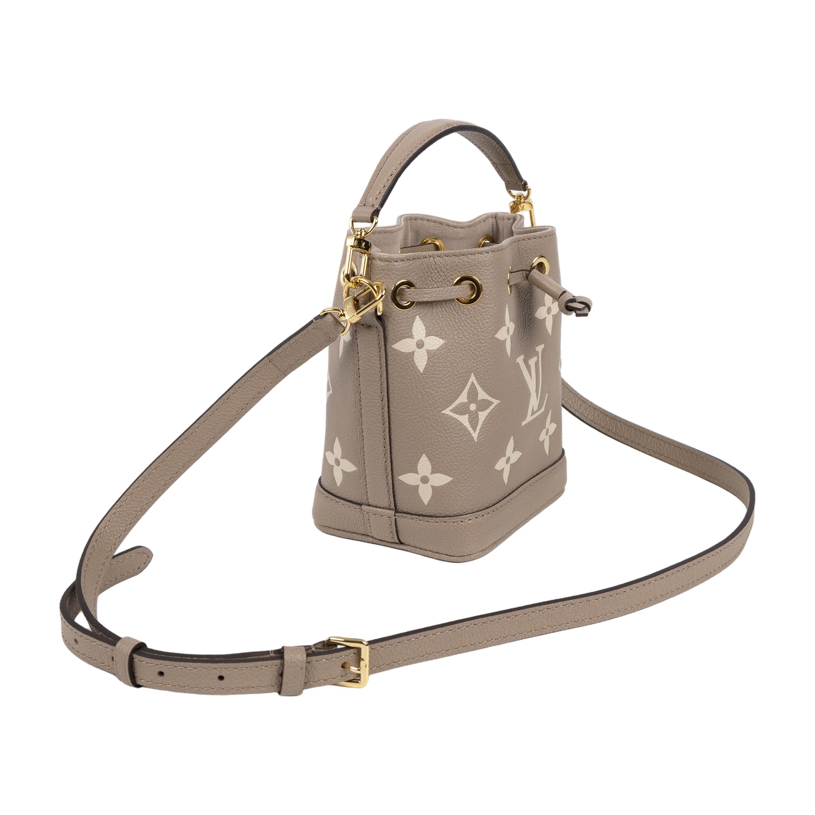 路易威登 LOUIS VUITTON Nano Noé 束口水桶包 Tourterelle 灰色 Cream色 M46291 晶片款  原廠盒子/背帶2