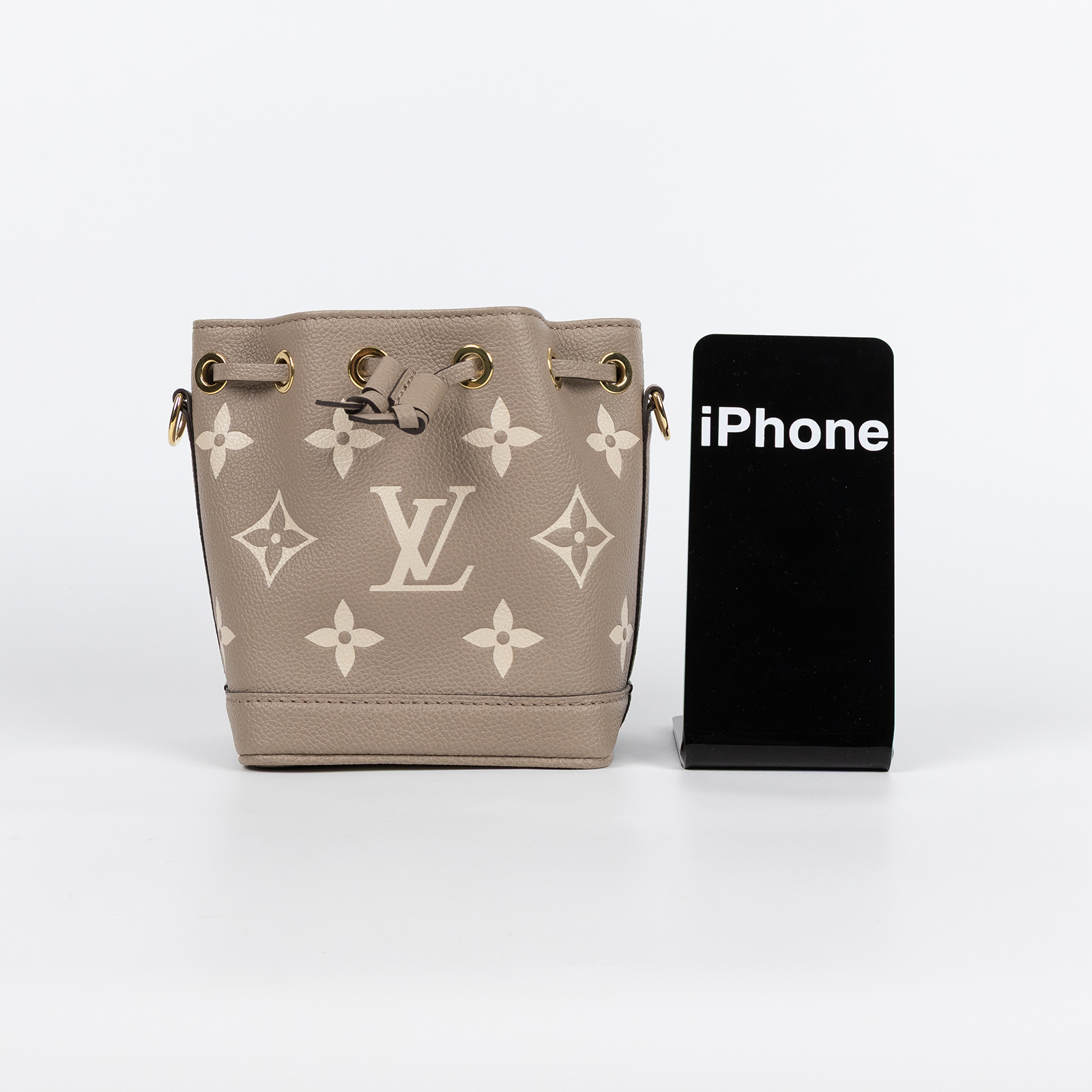 路易威登 LOUIS VUITTON Nano Noé 束口水桶包 Tourterelle 灰色 Cream色 M46291 晶片款  原廠盒子/背帶2