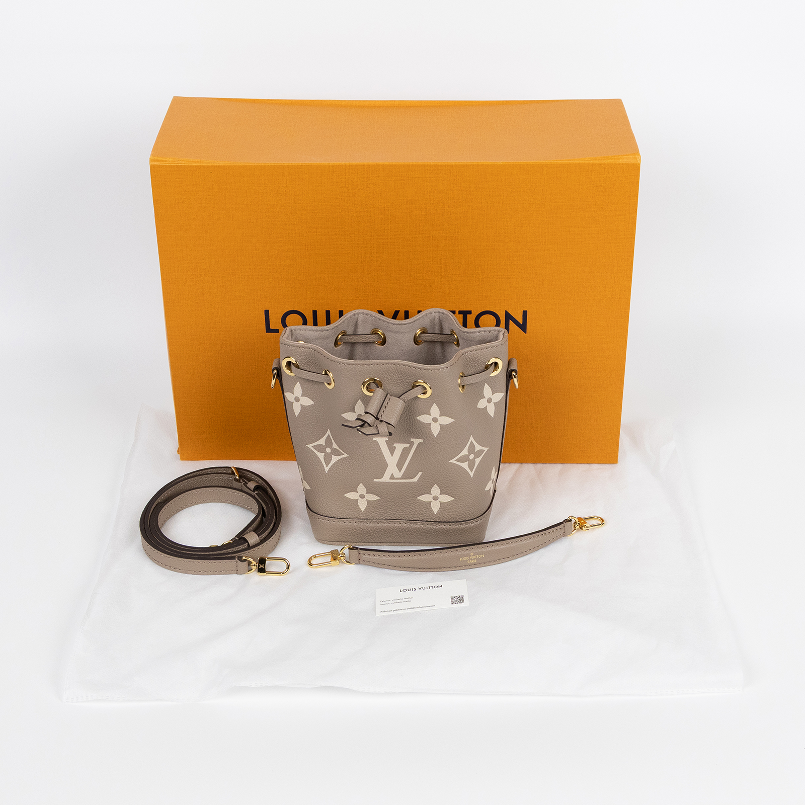 路易威登 LOUIS VUITTON Nano Noé 束口水桶包 Tourterelle 灰色 Cream色 M46291 晶片款  原廠盒子/背帶2
