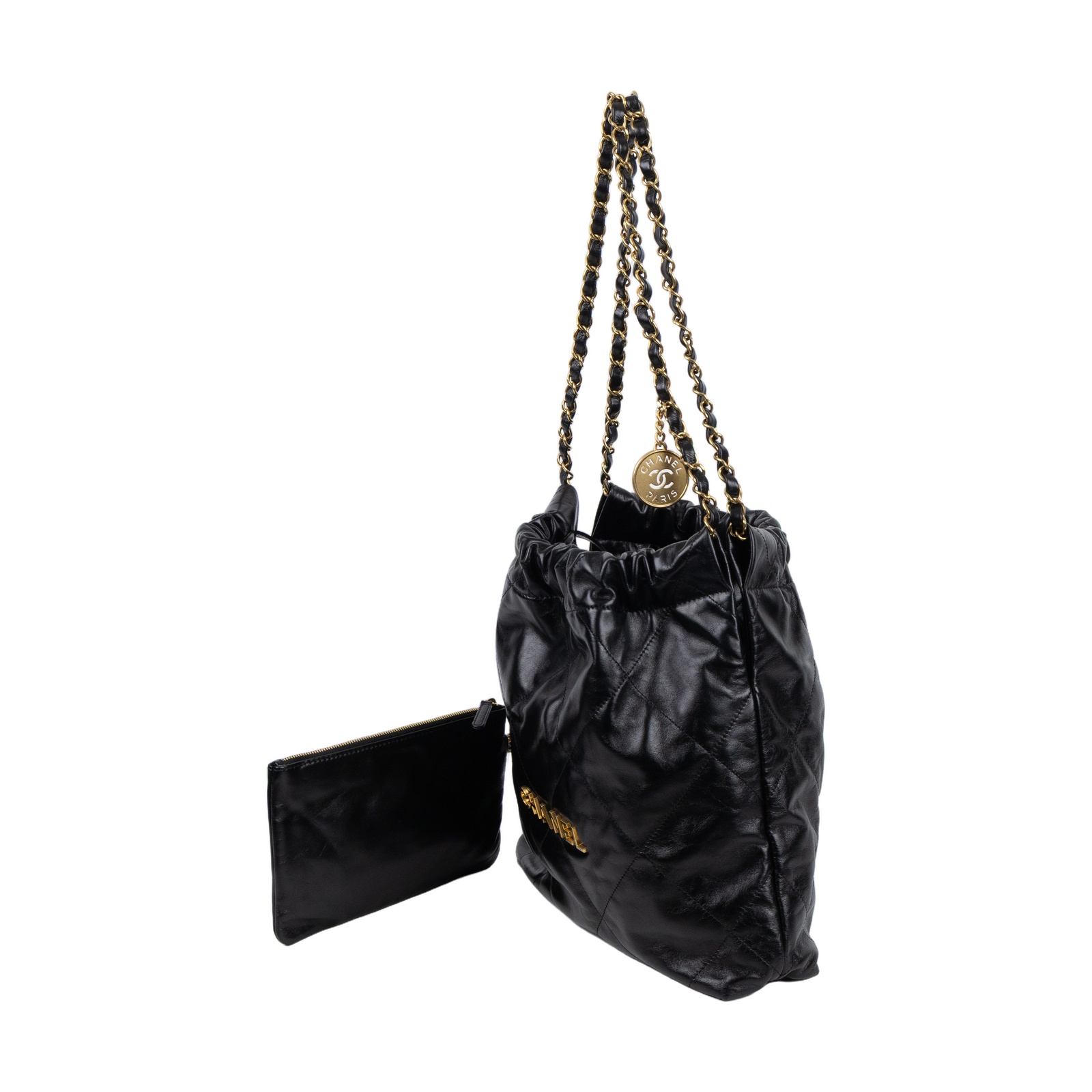 香奈兒 CHANEL 22 小型 流浪包 肩背包 AS3260 晶片款 黑金22包 小號 原廠盒子/防塵袋/內袋