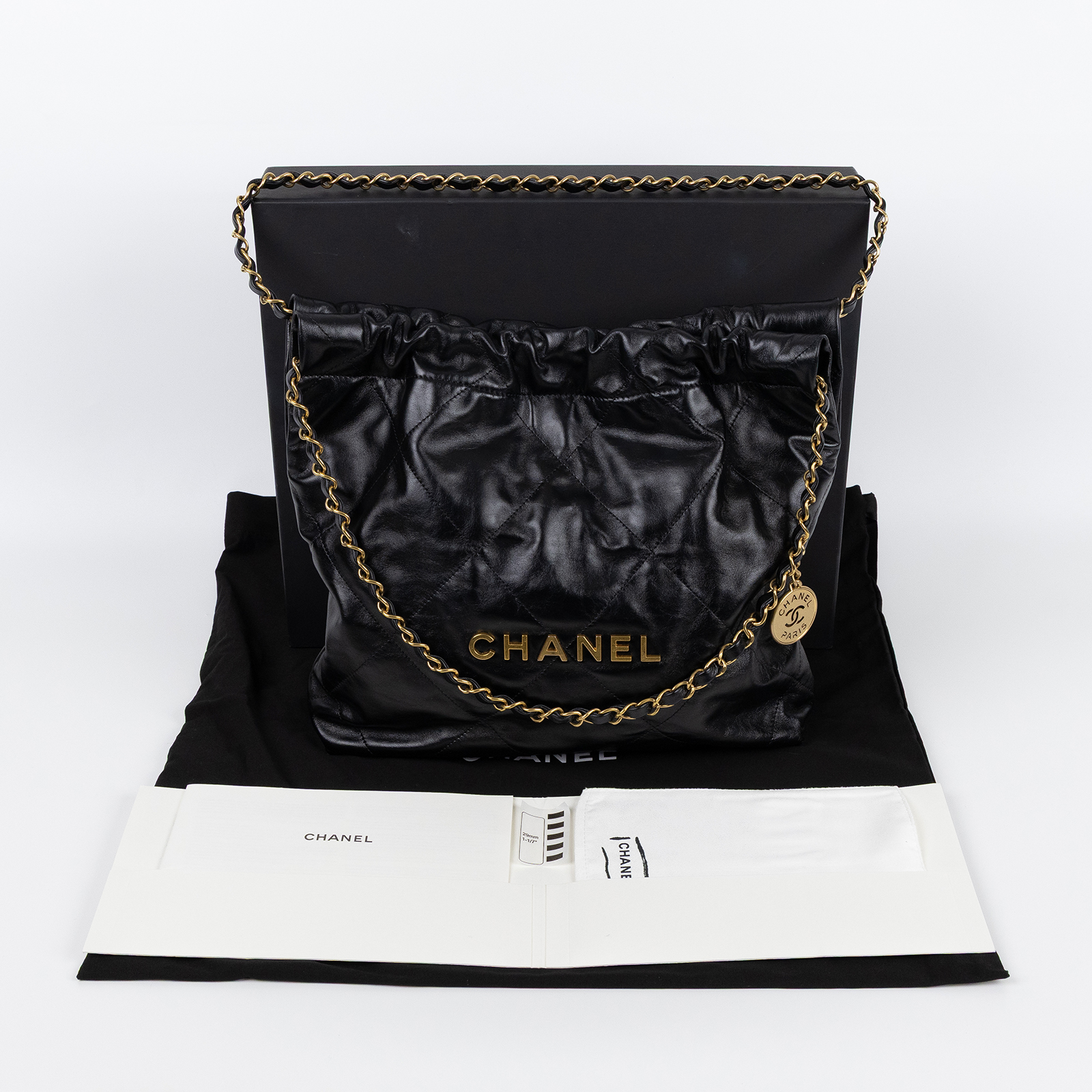 香奈兒 CHANEL 22 小型 流浪包 肩背包 AS3260 晶片款 黑金22包 小號 原廠盒子/防塵袋/內袋