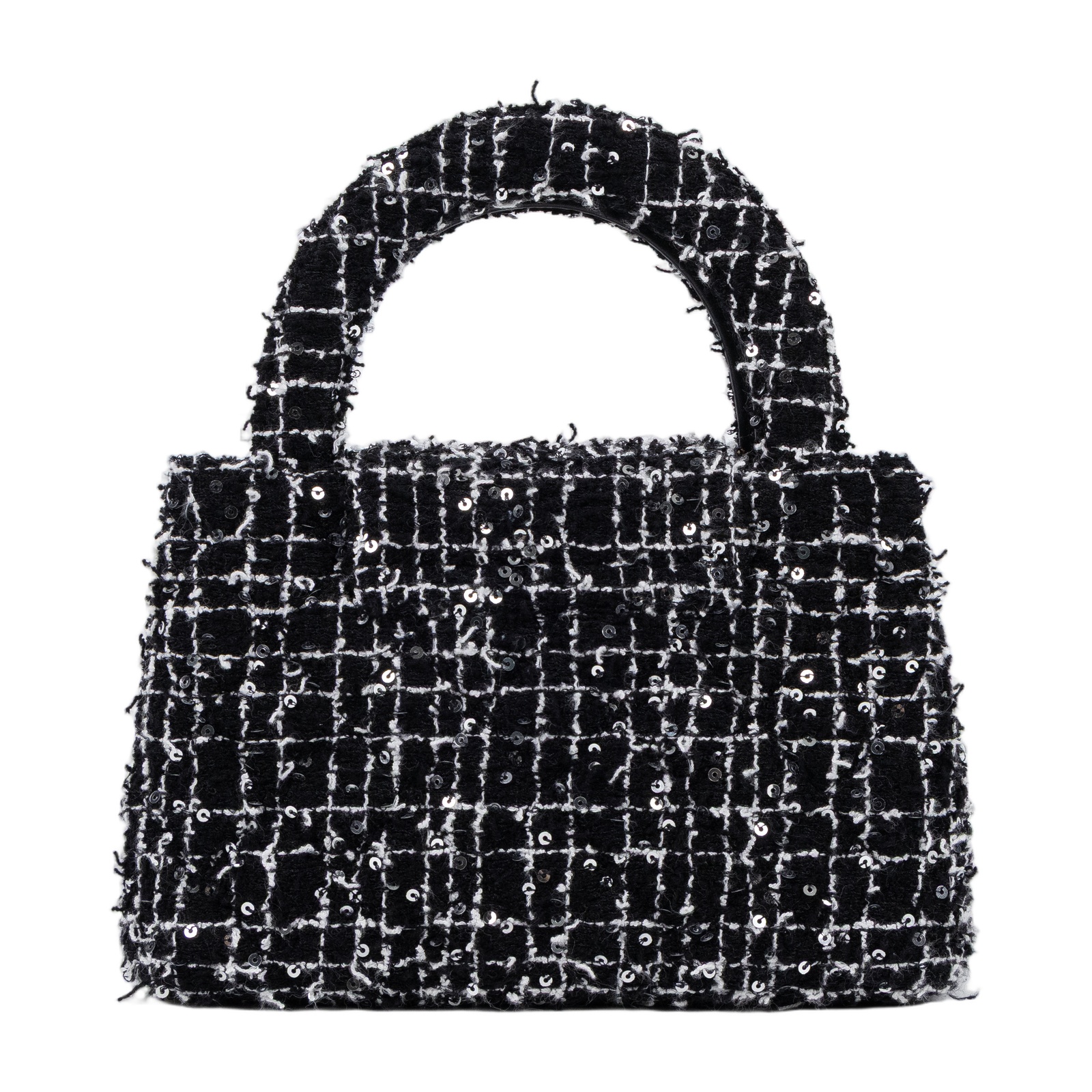 香奈兒 CHANEL Kelly Nano 手提 斜背包 AS4416_TWEED 晶片款 黑毛呢亮片KELLY包 防塵袋