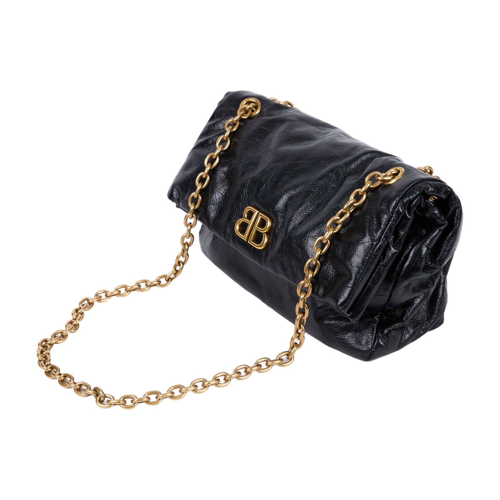 巴黎世家 BALENCIAGA Monaco 小型 摺疊 鍊帶包 7918472AA5C 黑金MONACO鍊包 防塵袋