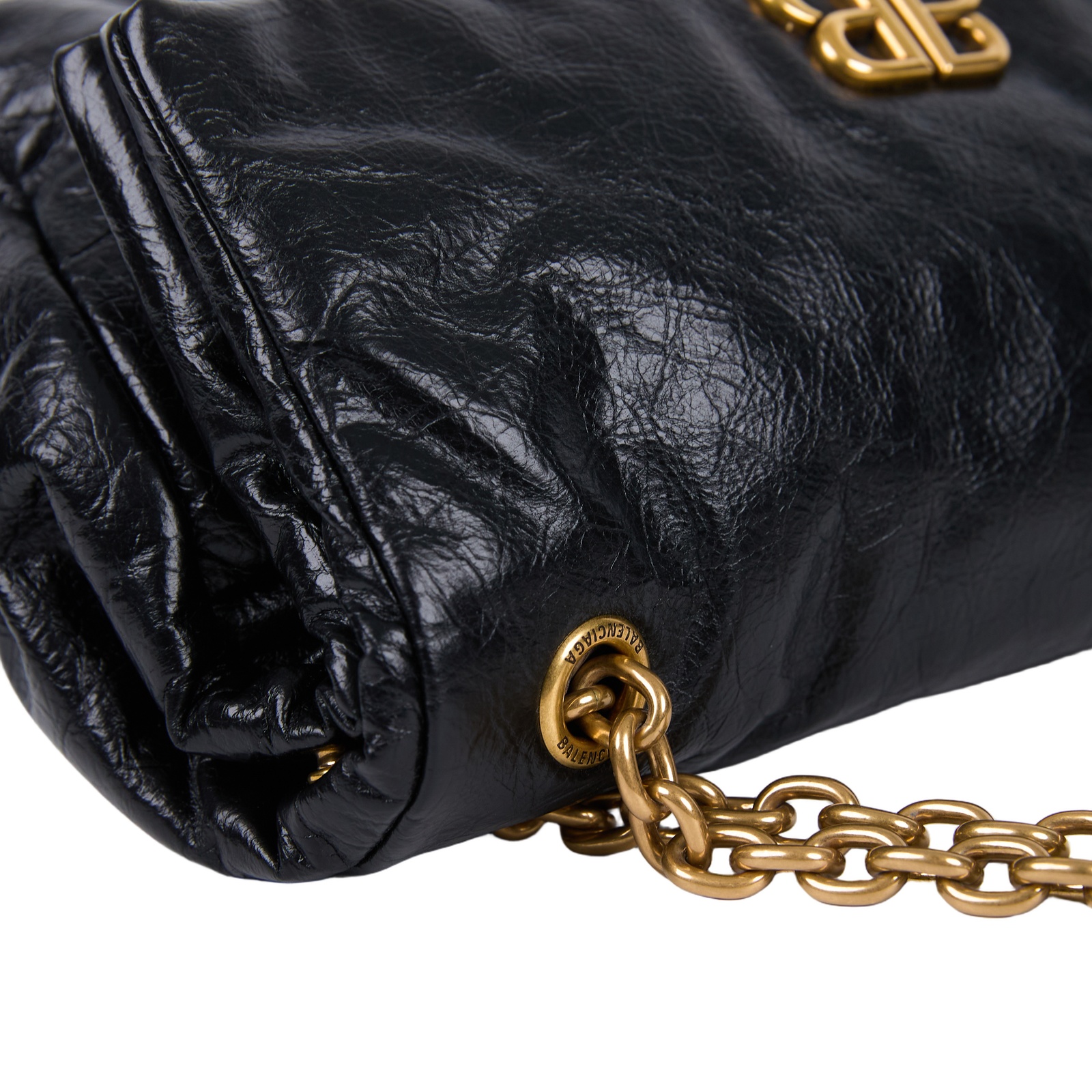 巴黎世家 BALENCIAGA Monaco 小型 摺疊 鍊帶包 7918472AA5C 黑金MONACO鍊包 防塵袋