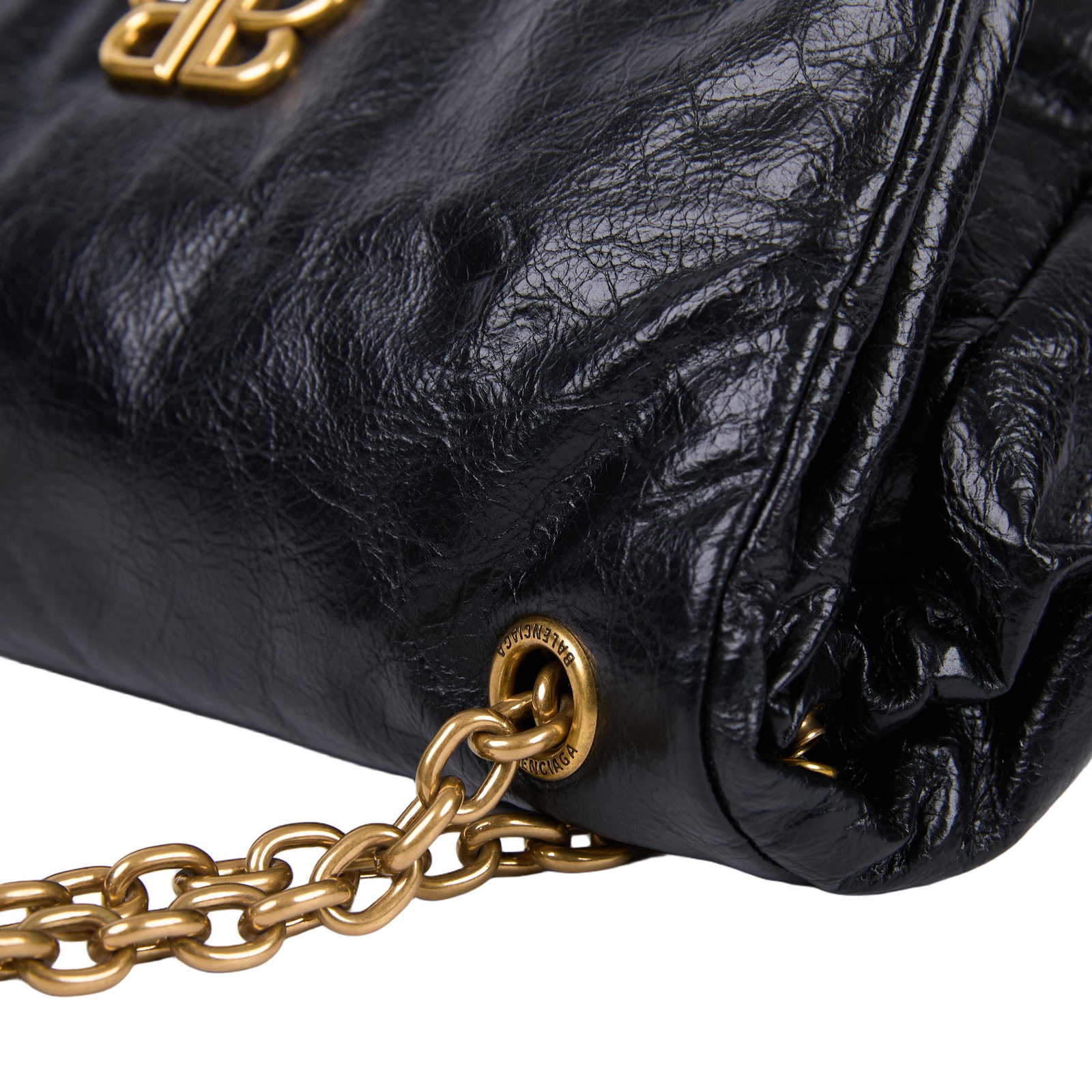 巴黎世家 BALENCIAGA Monaco 小型 摺疊 鍊帶包 7918472AA5C 黑金MONACO鍊包 防塵袋