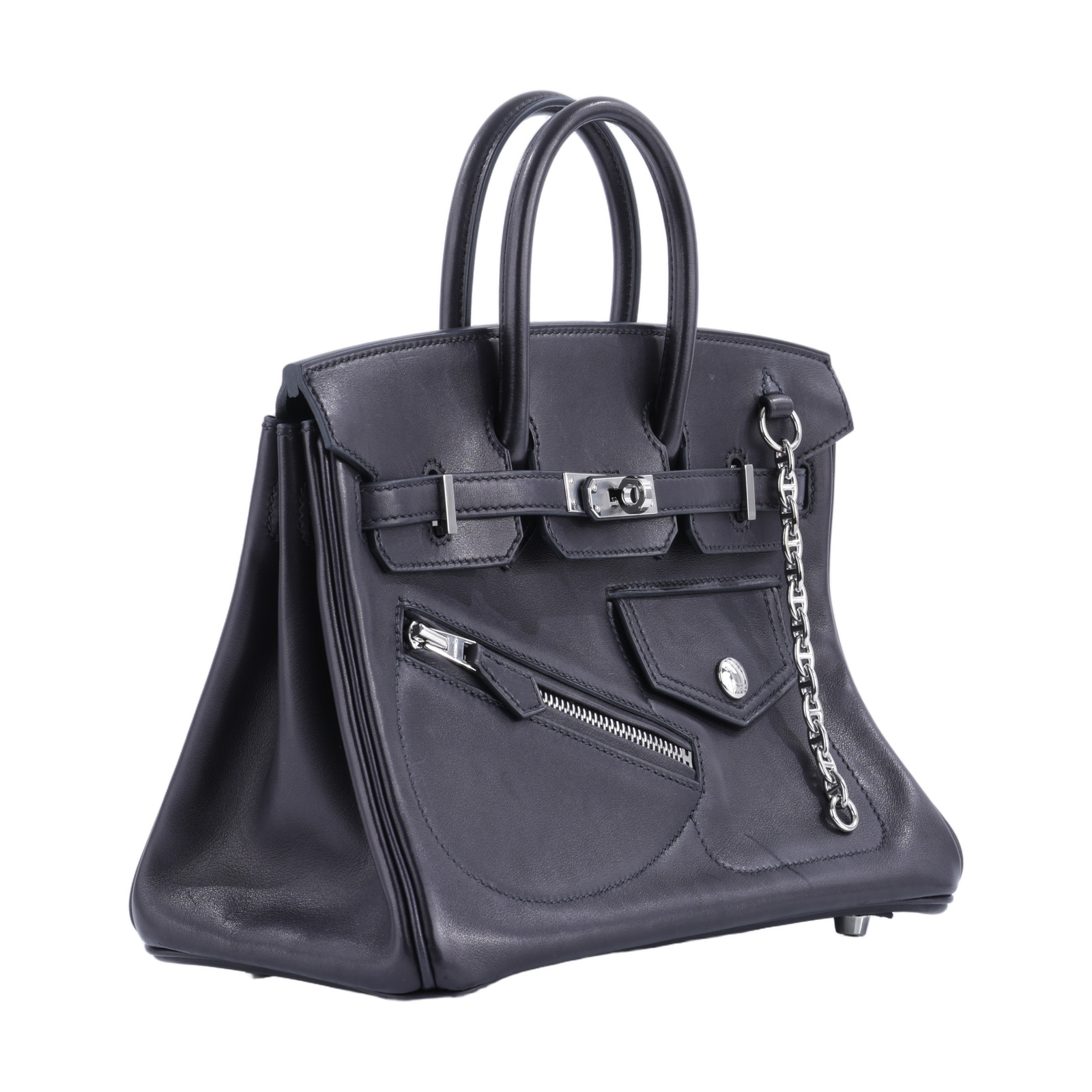 愛馬仕 Hermes Birkin Bag 柏金包 25 Veau Volupto Rock 銀色五金 黑色  U HA 117 MT  原廠盒子/防塵袋/鎖組/雨衣/吊牌