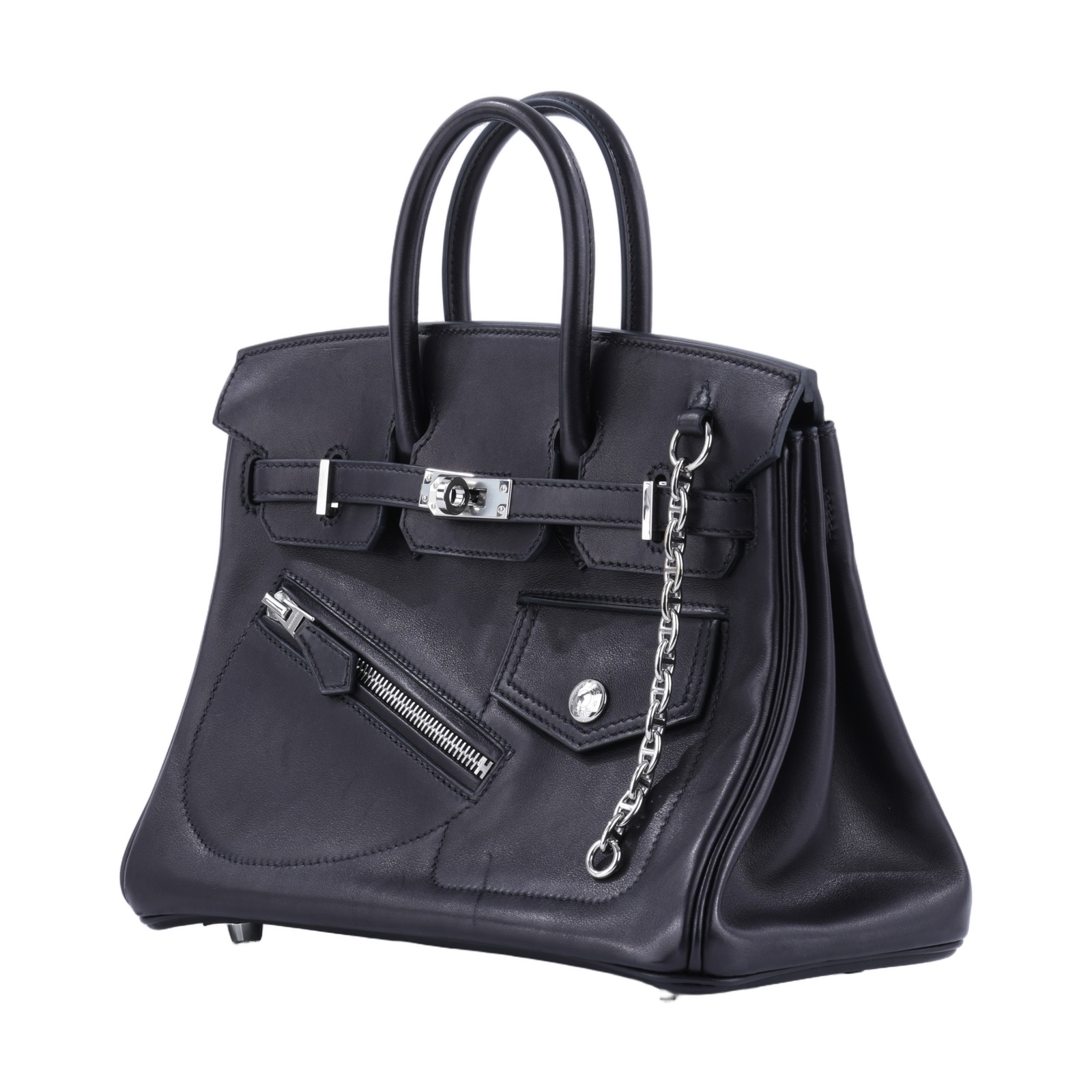 愛馬仕 Hermes Birkin Bag 柏金包 25 Veau Volupto Rock 銀色五金 黑色  U HA 117 MT  原廠盒子/防塵袋/鎖組/雨衣/吊牌