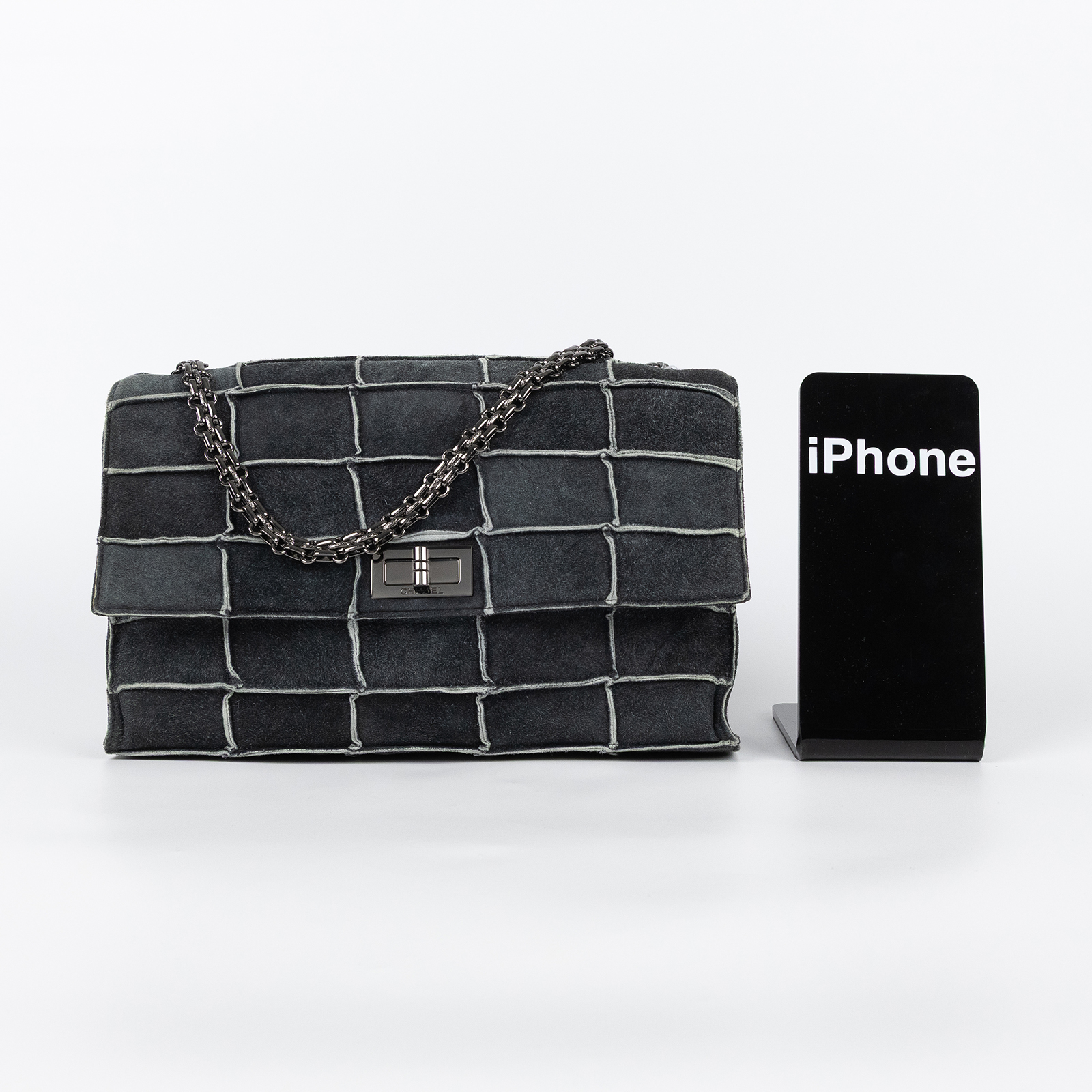 香奈兒 CHANEL 2.55 Reissue 肩背包  黑麂皮格紋2.55鍊包 防塵袋/保證卡