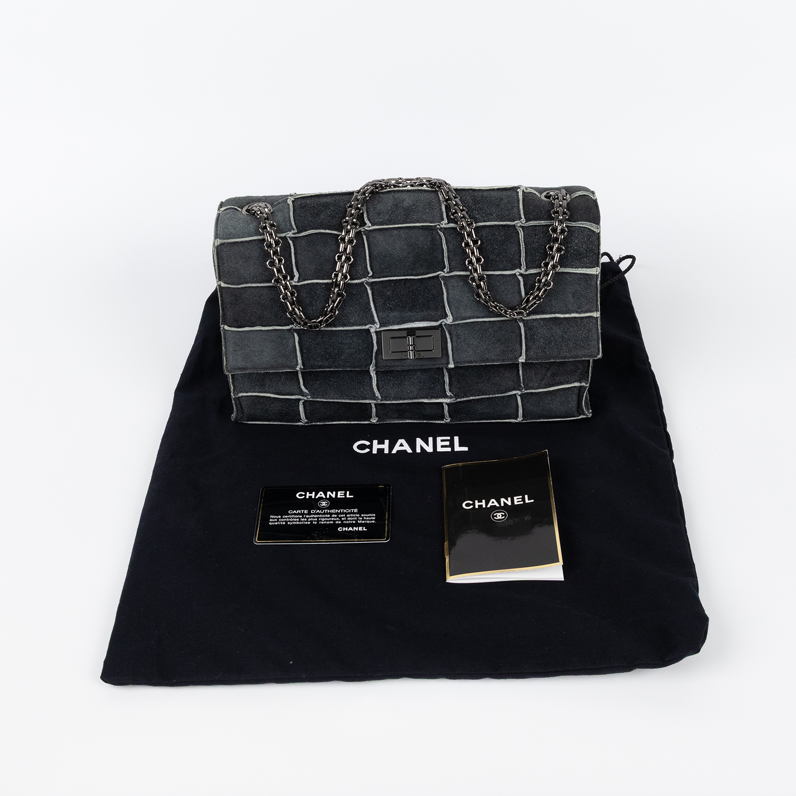 香奈兒 CHANEL 2.55 Reissue 肩背包  黑麂皮格紋2.55鍊包 防塵袋/保證卡