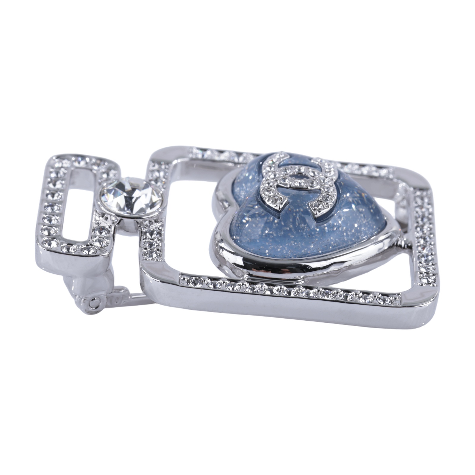 香奈兒 CHANEL CC LOGO 胸針 ABF514 B19973B25 P 銀色愛心水鑽香水胸針 無附屬品