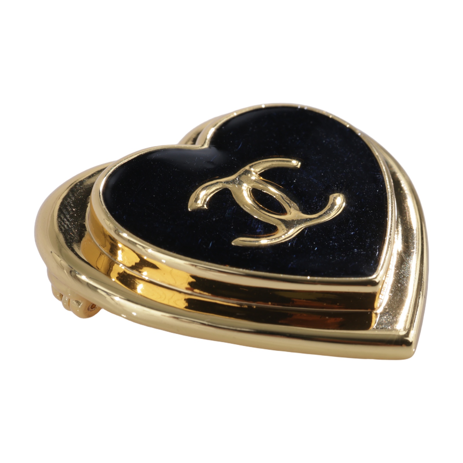香奈兒 CHANEL CC LOGO 胸針 ABH180 B23545B26 P 黑色愛心胸針 無附屬品
