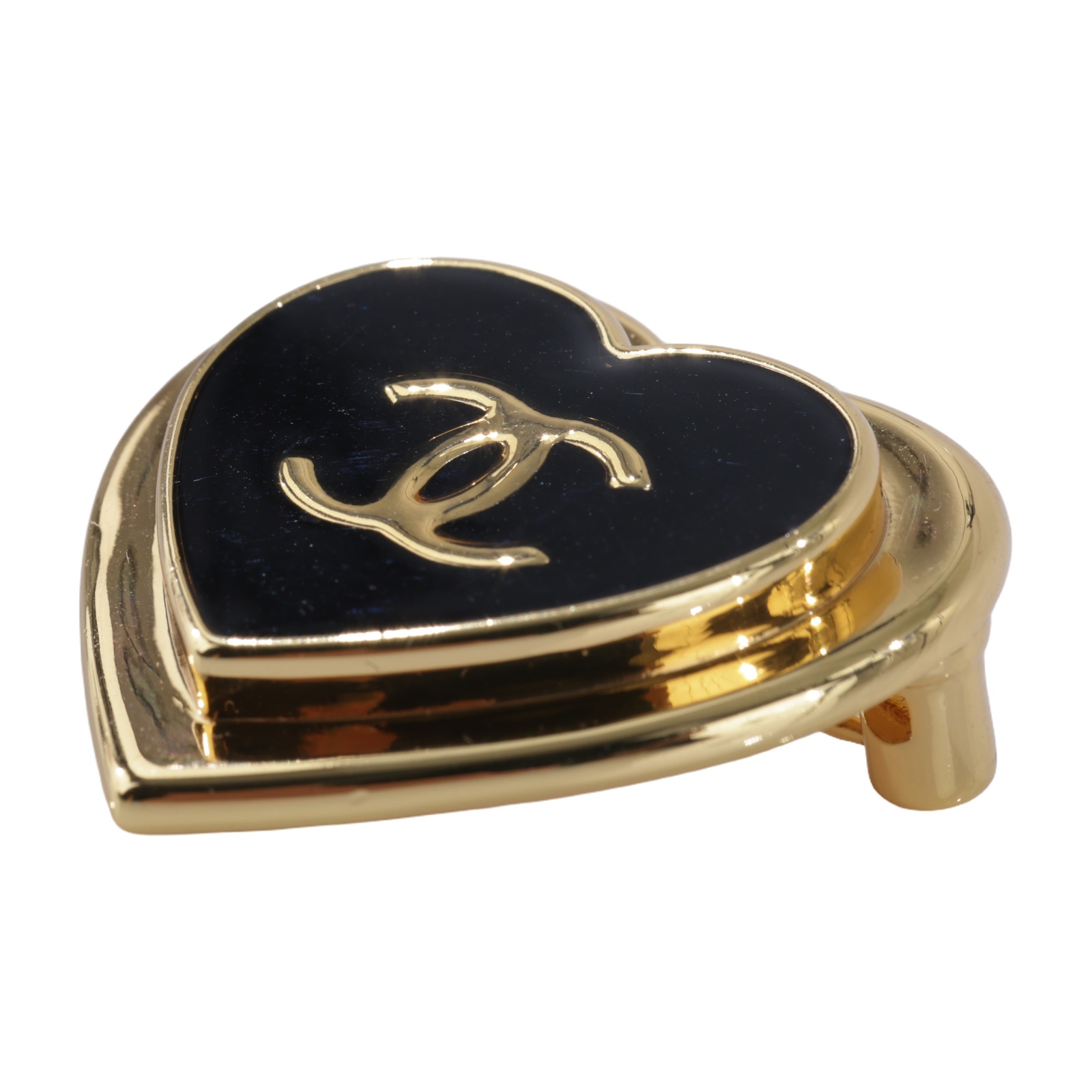 香奈兒 CHANEL CC LOGO 胸針 ABH180 B23545B26 P 黑色愛心胸針 無附屬品