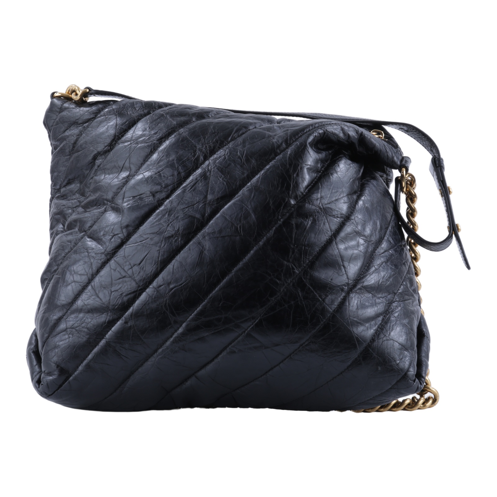 巴黎世家 BALENCIAGA Crush M 肩背包 手提包 金色五金 806487210J1 黑抓皺CRUSH ZIPPED HOBO MEDIUM 防塵袋