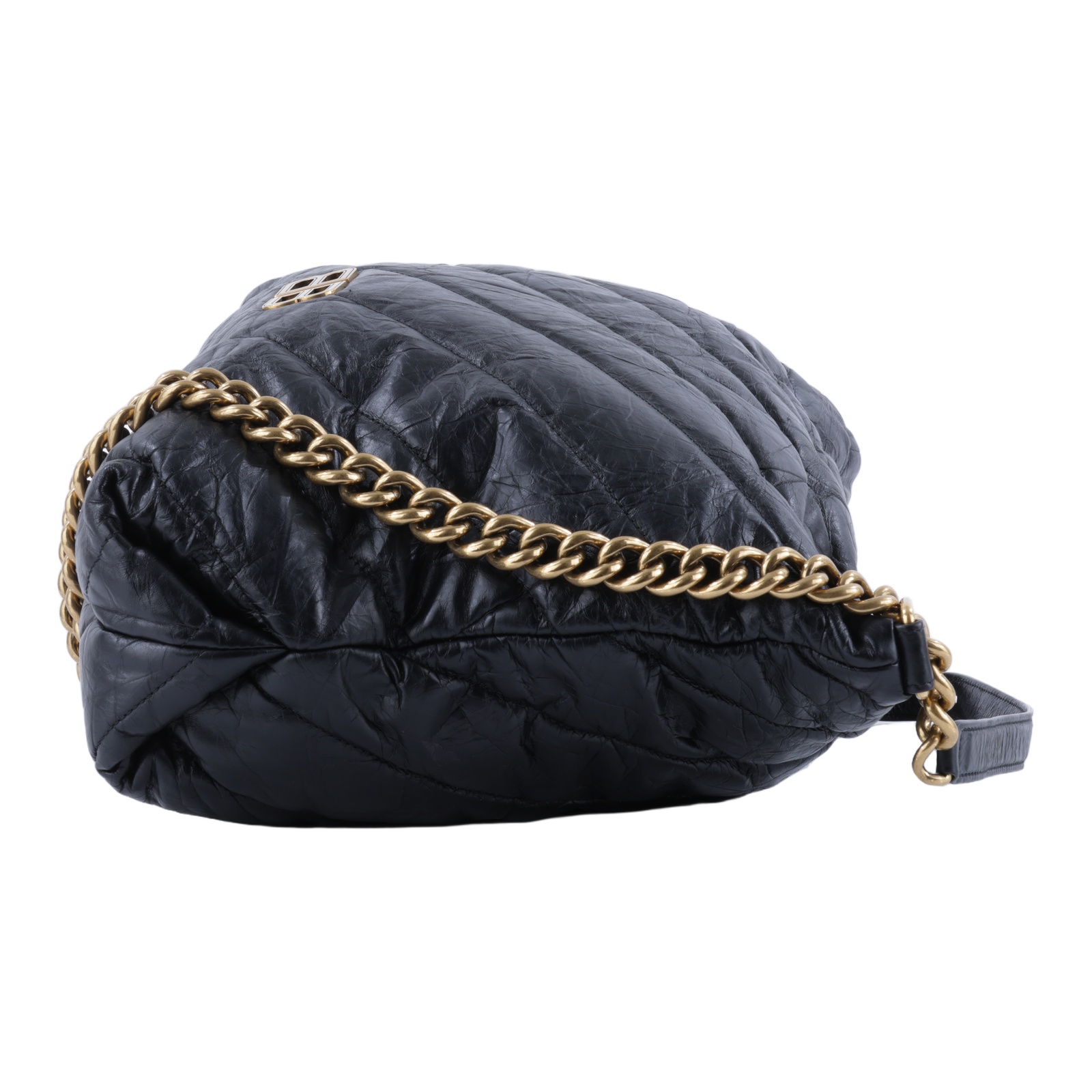 巴黎世家 BALENCIAGA Crush M 肩背包 手提包 金色五金 806487210J1 黑抓皺CRUSH ZIPPED HOBO MEDIUM 防塵袋