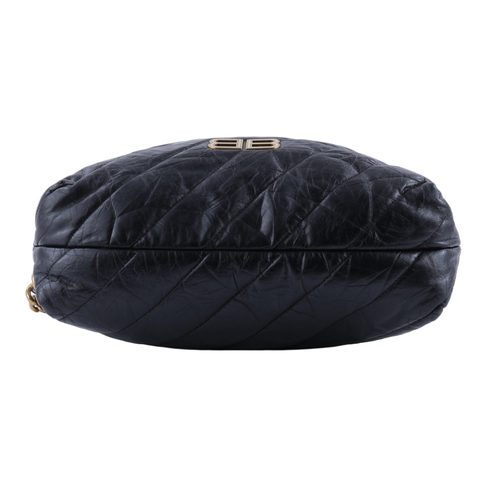 巴黎世家 BALENCIAGA Crush M 肩背包 手提包 金色五金 806487210J1 黑抓皺CRUSH ZIPPED HOBO MEDIUM 防塵袋