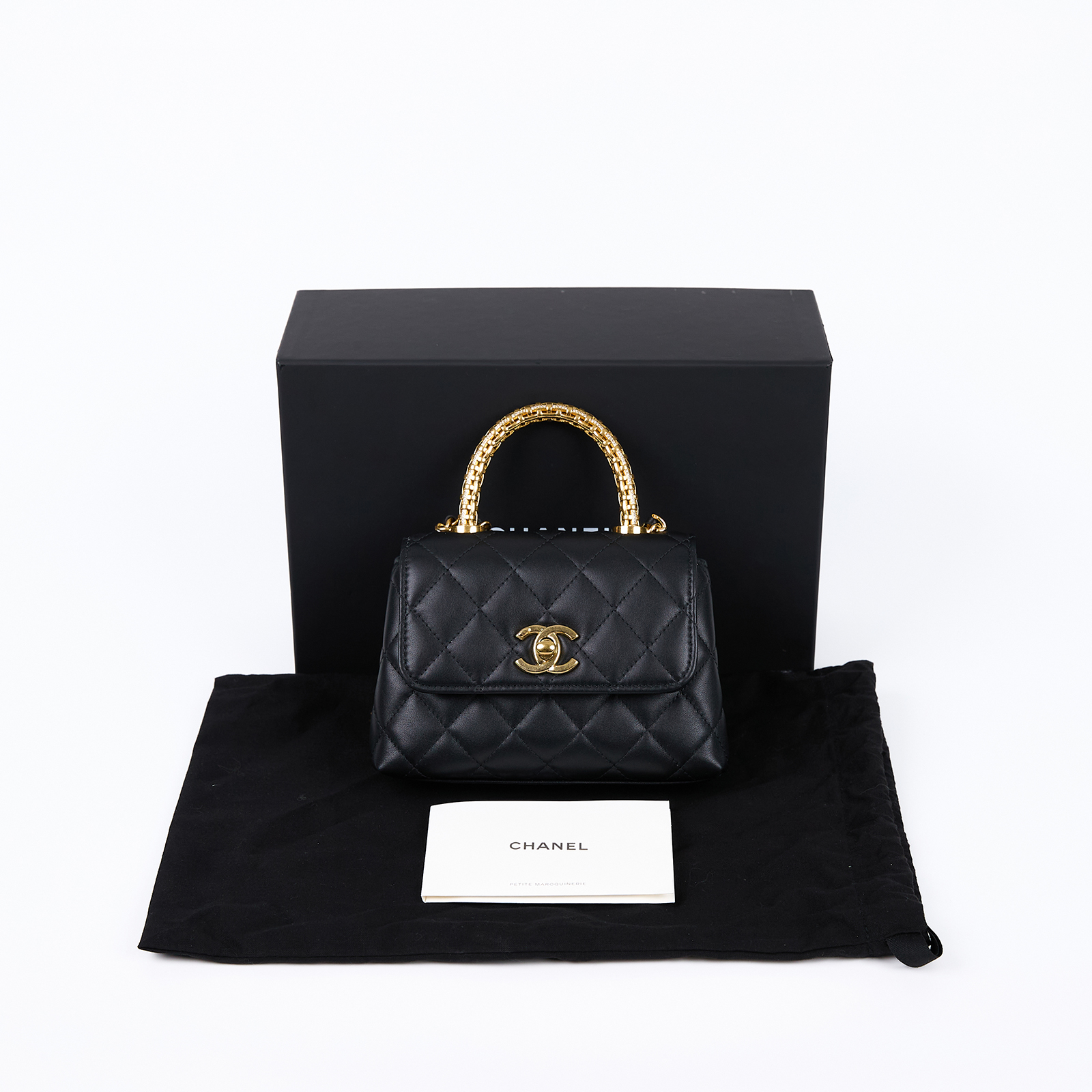 香奈兒 CHANEL COCO Handle 手提包 斜背包 口蓋包 AP4244 晶片款 黑水鑽HANDLE鍊包 原廠盒子/防塵袋