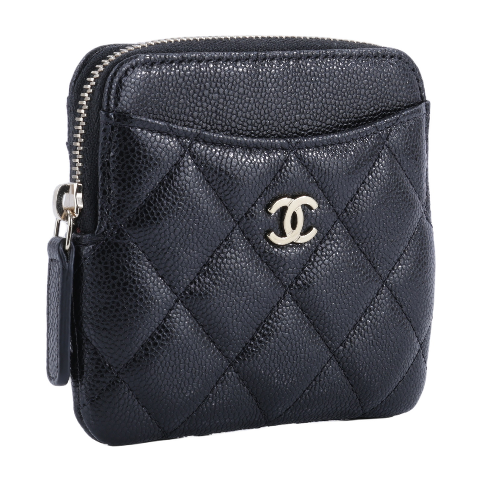 香奈兒 CHANEL CC Logo 5卡 拉鍊 零錢包 AP2061 晶片款 黑荔枝吐司零錢包 原廠盒子/防塵袋/國外購買證明