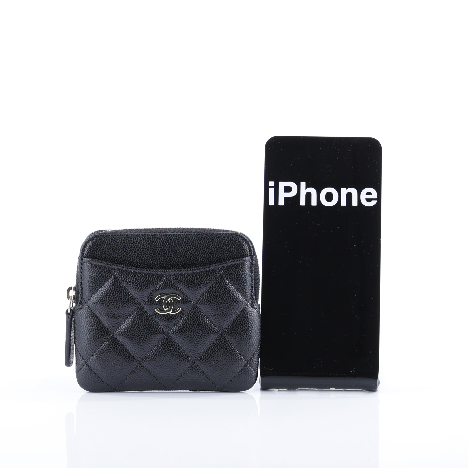 香奈兒 CHANEL CC Logo 5卡 拉鍊 零錢包 AP2061 晶片款 黑荔枝吐司零錢包 原廠盒子/防塵袋/國外購買證明