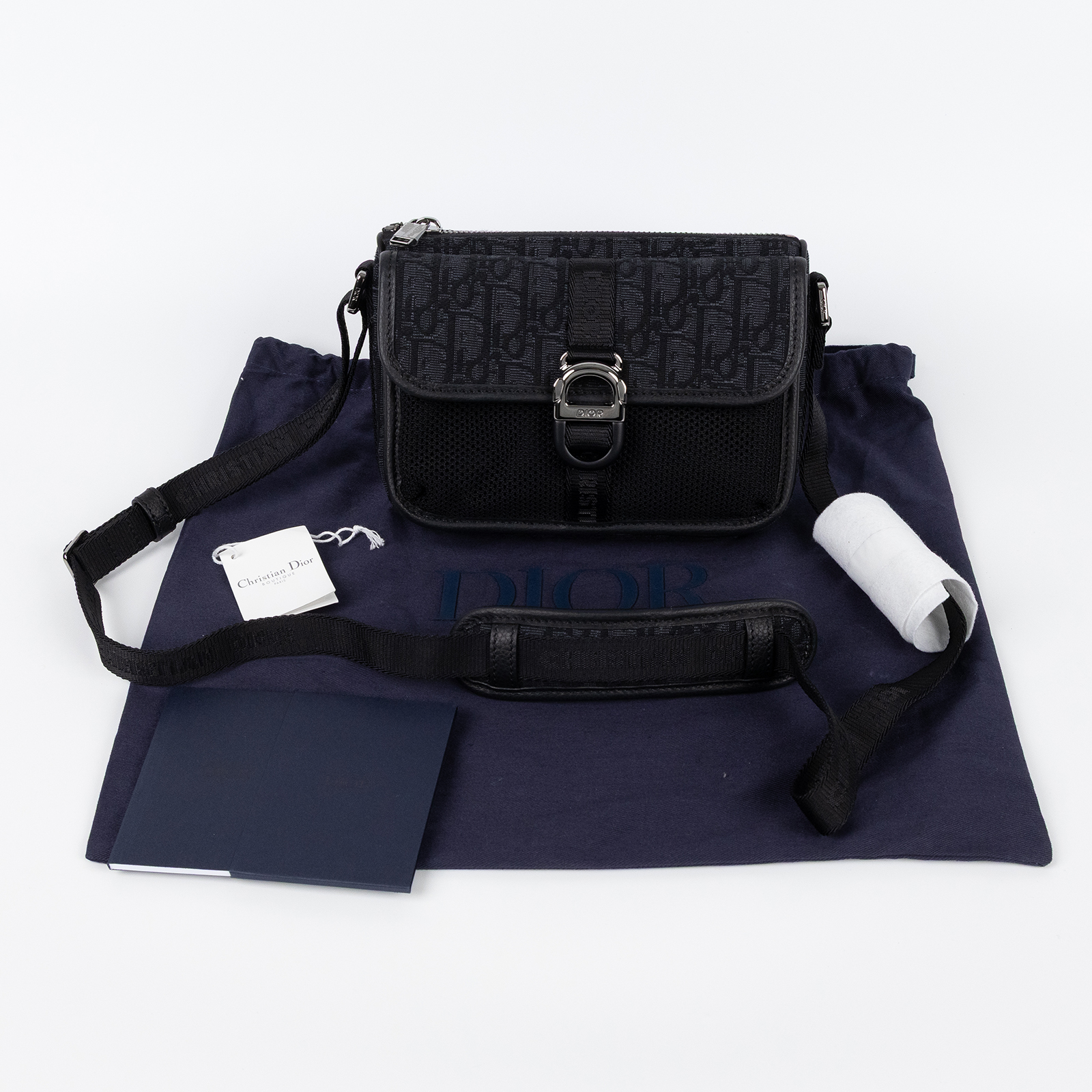 迪奧 CHRISTIAN DIOR Dior 8 Mini Bag 1EIPO312YKY 黑緹花DIOR 8 郵差包 防塵袋/保證卡