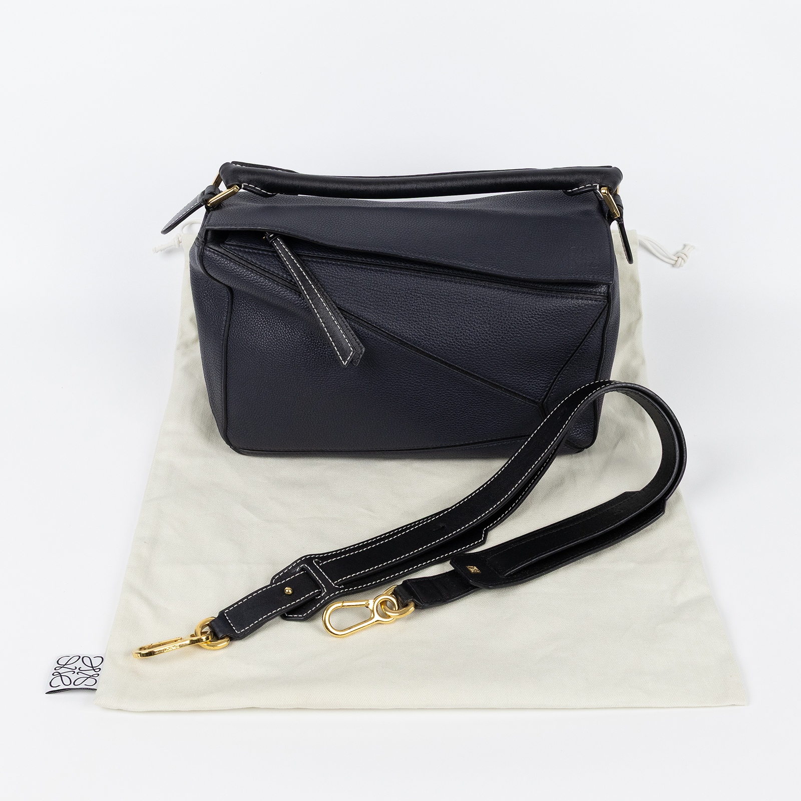 羅意威 LOEWE Medium Puzzle bag 中型 手提 斜背 肩背包 32212KBS20 深藍 PUZZLE MEDIUM 防塵袋/背帶