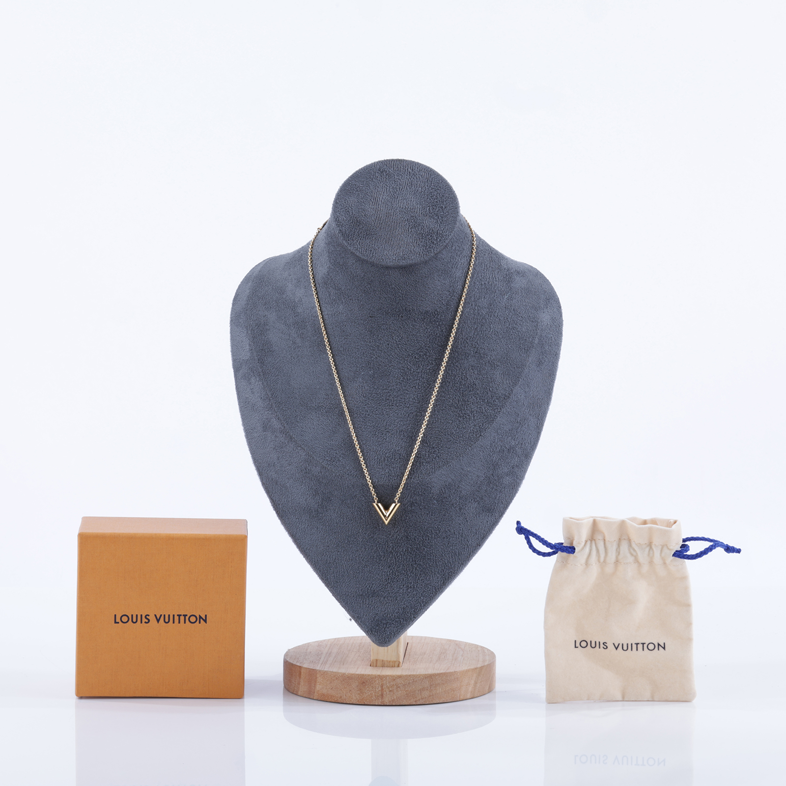 路易威登 LOUIS VUITTON Essential V 項鏈 金屬色 M61083 金色ESSENTIAL V項鍊 原廠盒子/防塵袋