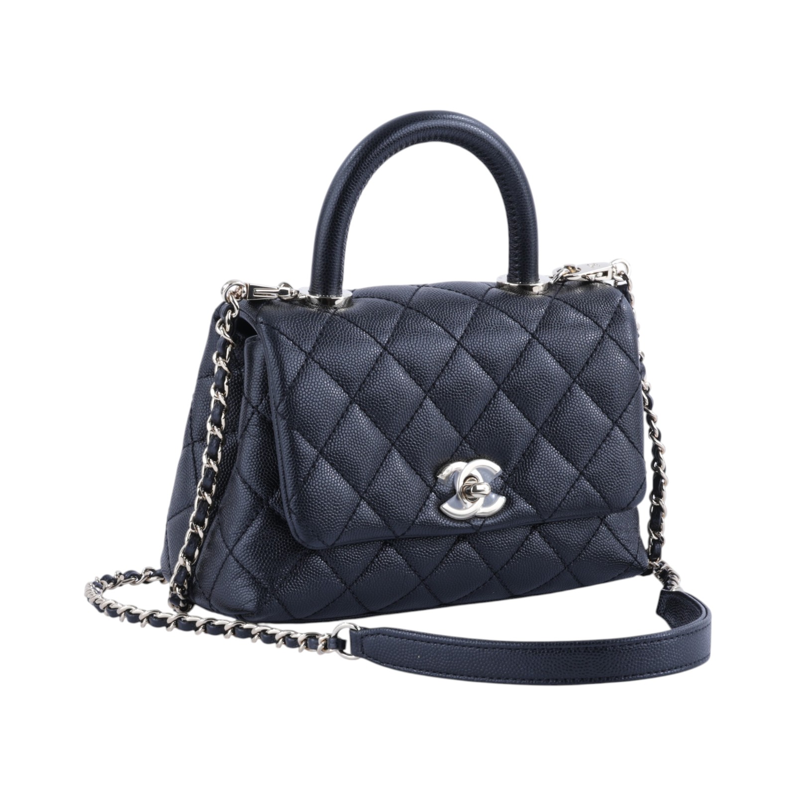 香奈兒 CHANEL Handle 迷你 手提 口蓋包 AS2215 30開黑荔枝MINI COCO HANDLE 原廠盒子/防塵袋/保證卡