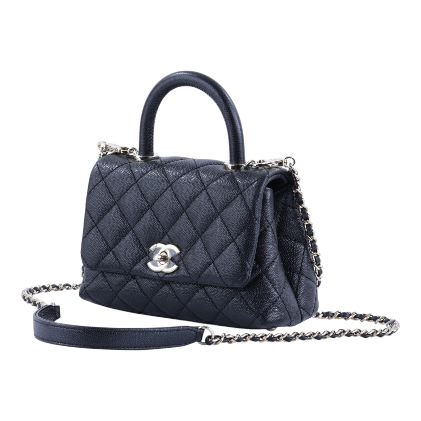 香奈兒 CHANEL Handle 迷你 手提 口蓋包 AS2215 30開黑荔枝MINI COCO HANDLE 原廠盒子/防塵袋/保證卡