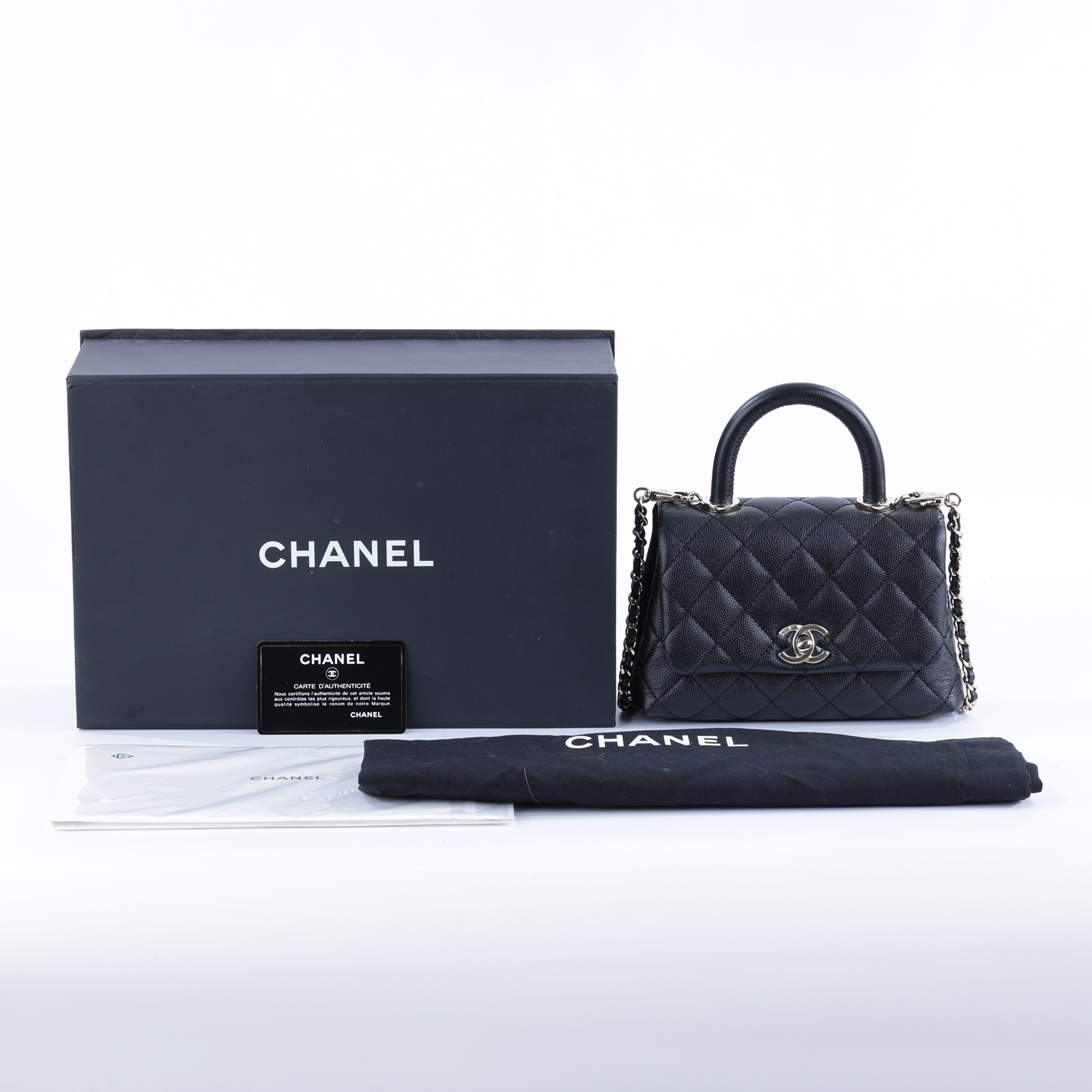 香奈兒 CHANEL Handle 迷你 手提 口蓋包 AS2215 30開黑荔枝MINI COCO HANDLE 原廠盒子/防塵袋/保證卡