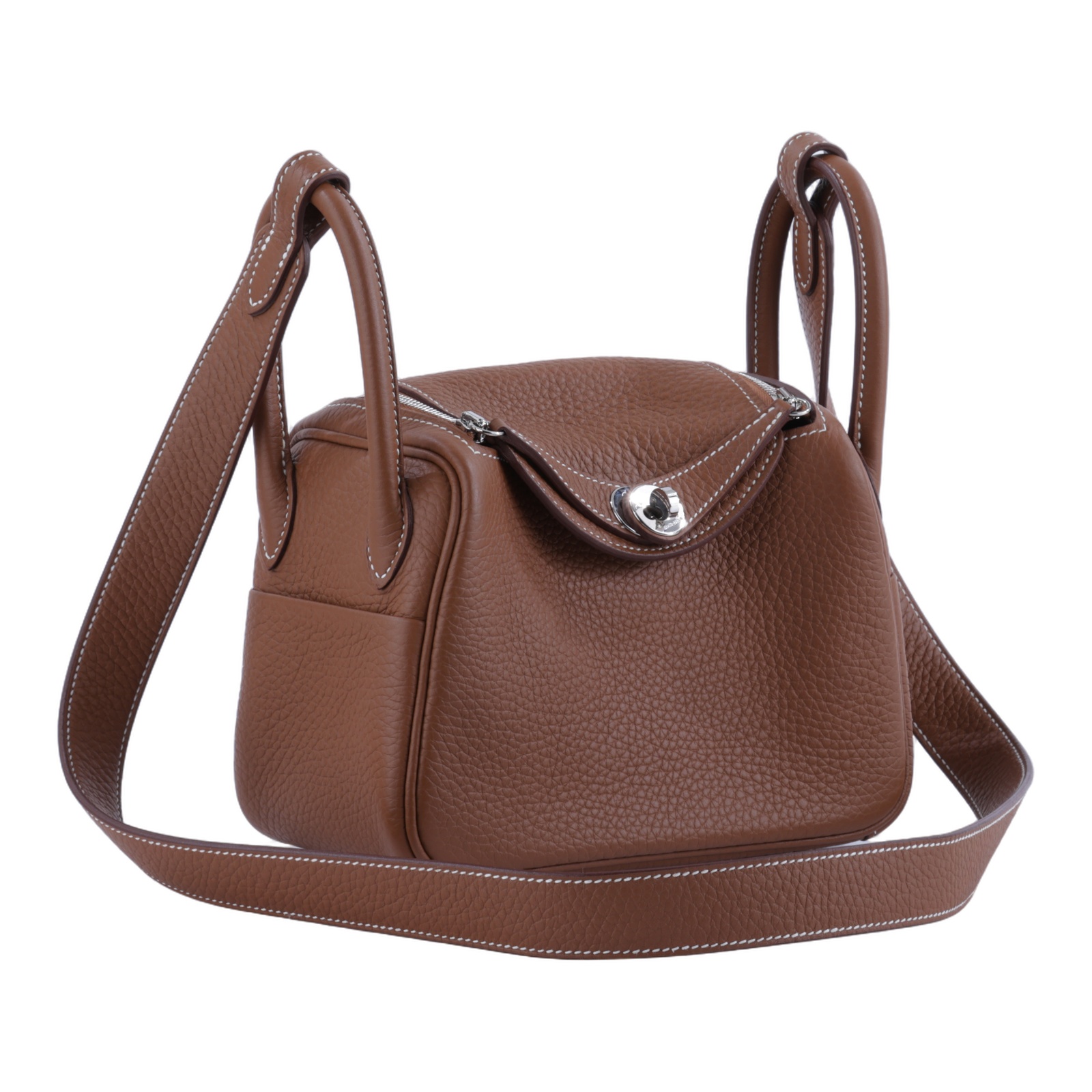 愛馬仕 Hermes Lindy II 琳迪包 迷你 銀色五金 金棕色 H085956CK37 /W TC 082 AI  原廠盒子/防塵袋/國外購買證明影本