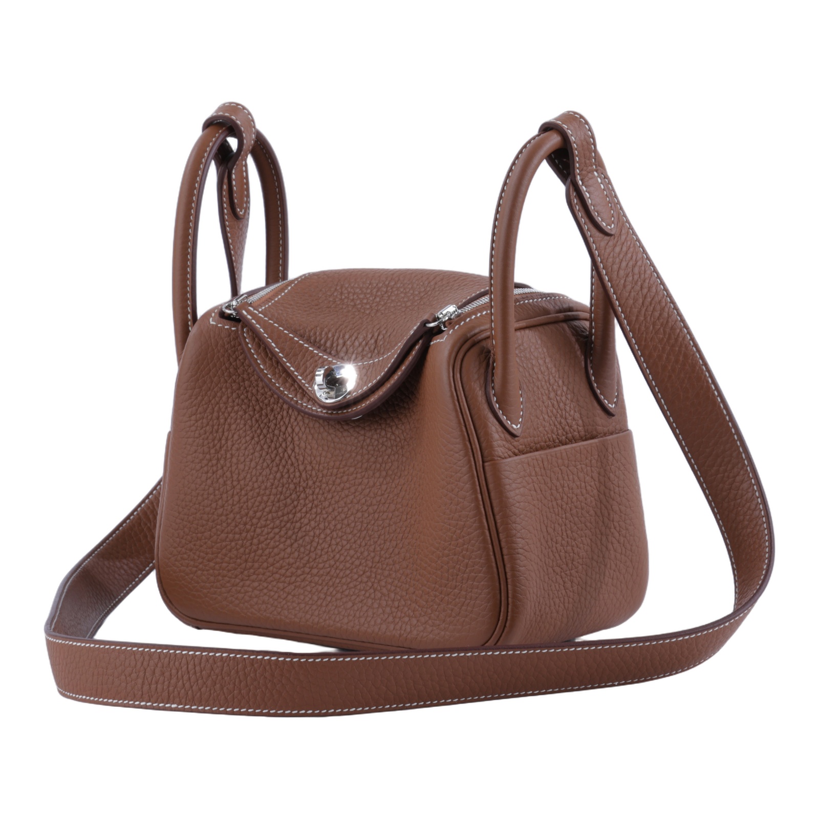 愛馬仕 Hermes Lindy II 琳迪包 迷你 銀色五金 金棕色 H085956CK37 /W TC 082 AI  原廠盒子/防塵袋/國外購買證明影本