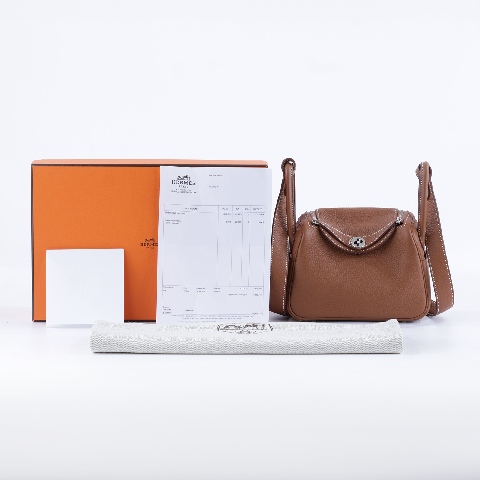 愛馬仕 Hermes Lindy II 琳迪包 迷你 銀色五金 金棕色 H085956CK37 /W TC 082 AI  原廠盒子/防塵袋/國外購買證明影本