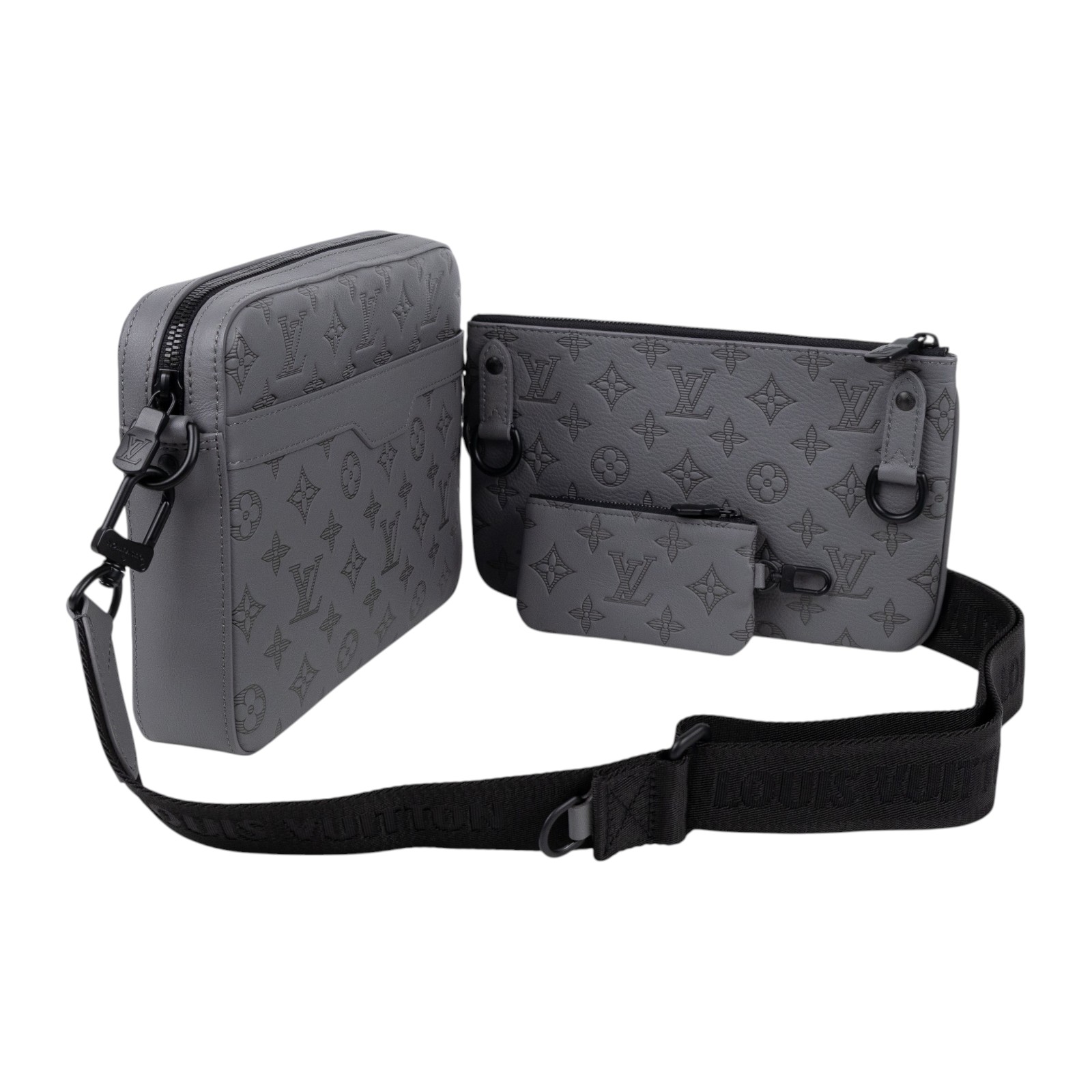 路易威登 LOUIS VUITTON Trio 郵差包 肩背包 斜背包 M46603 晶片款 灰原花壓紋 Trio 郵差包 原廠盒子/防塵袋/背帶/內袋2