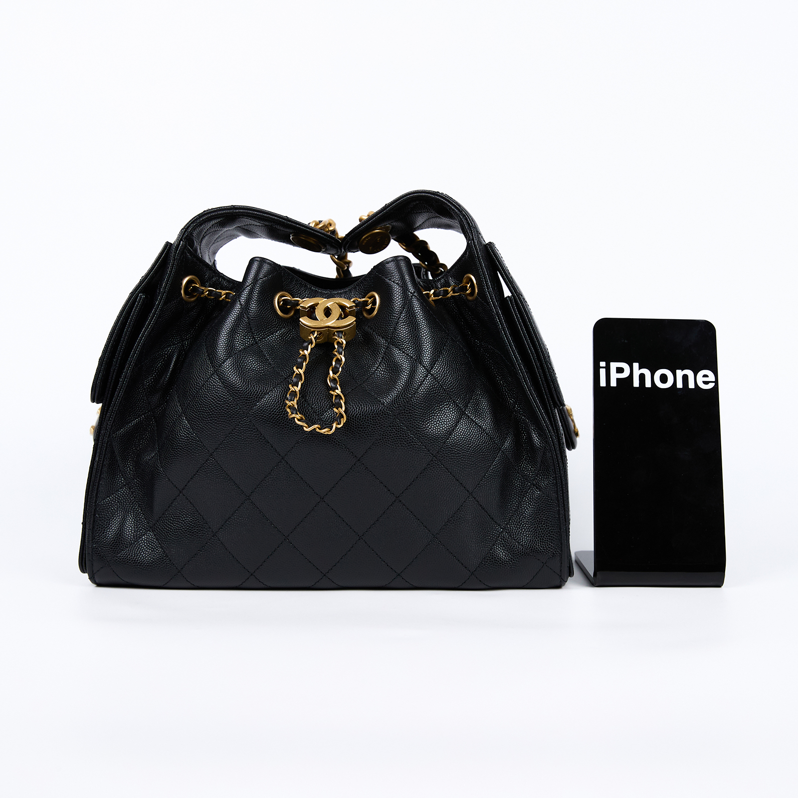 香奈兒 CHANEL 25 小型包 AS5293 晶片款 黑金荔枝25包 小號 防塵袋