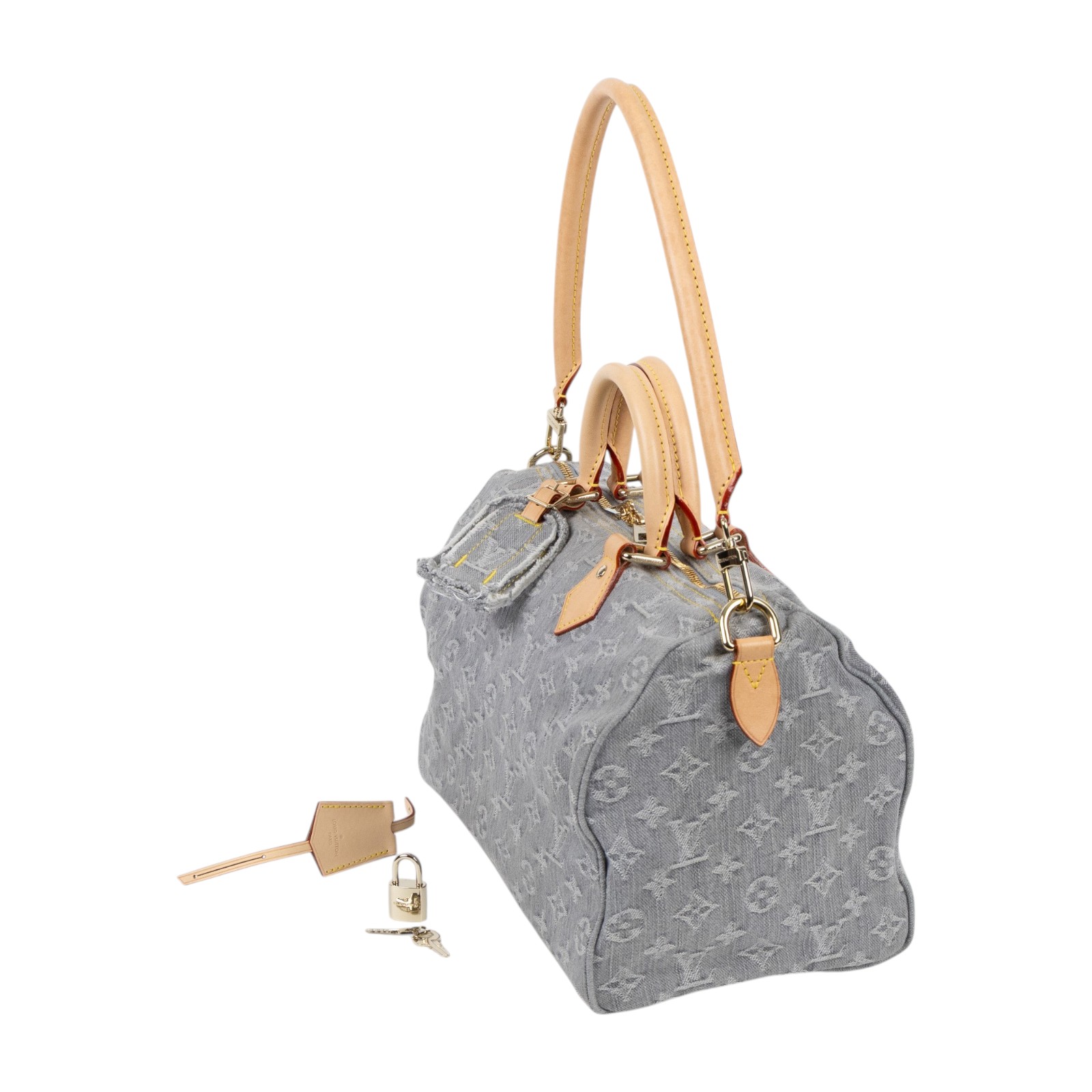 路易威登 LOUIS VUITTON Speedy Soft 30 手提包 波士頓包 牛仔 M13344 晶片款  防塵袋/背帶/吊牌/鎖組