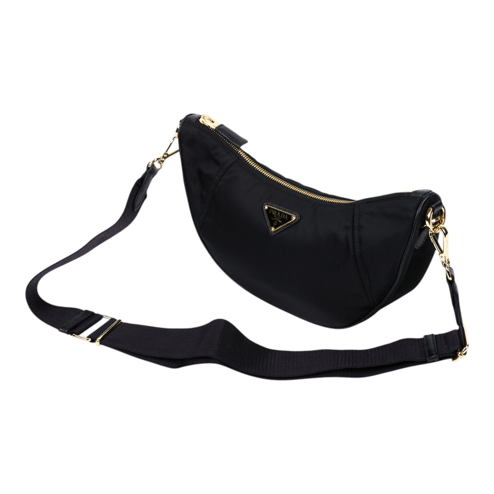 普拉達 PRADA Demi-lune 手提包 肩背包 斜背包 1BH222_R064 黑RE-NYLON DEMI LUNE 背帶2/防塵袋