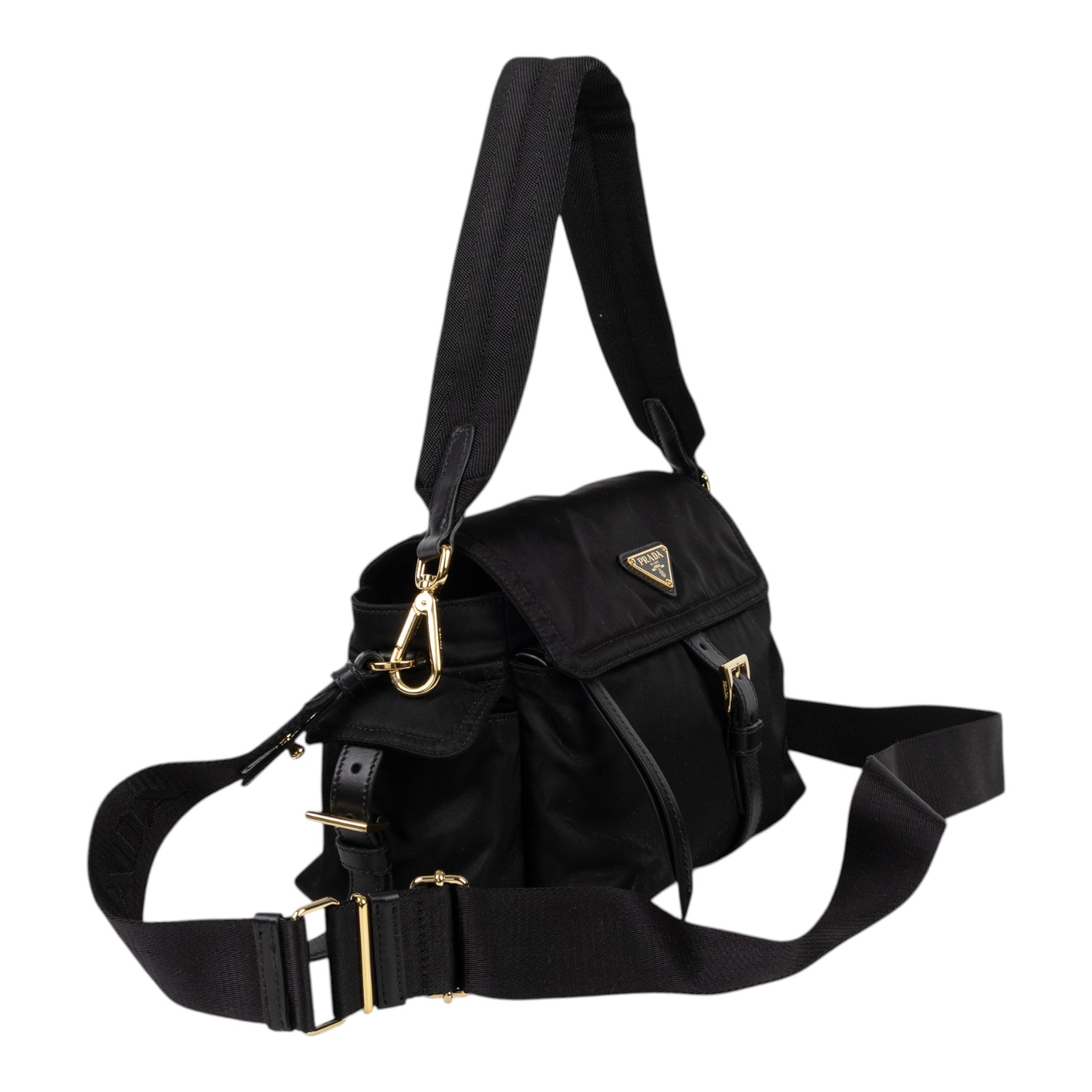 普拉達 PRADA Explore Re-Nylon 中型 翻蓋肩背袋 1BD394_RDLN 黑RE-NYLON EXPLORE MEDIUM 背帶2/防塵袋