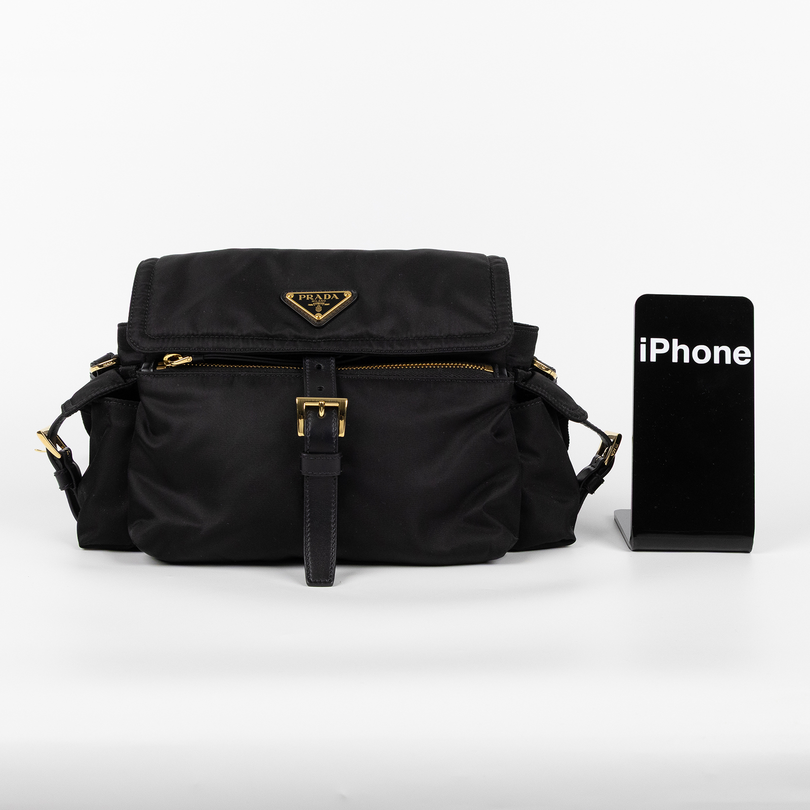 普拉達 PRADA Explore Re-Nylon 中型 翻蓋肩背袋 1BD394_RDLN 黑RE-NYLON EXPLORE MEDIUM 背帶2/防塵袋