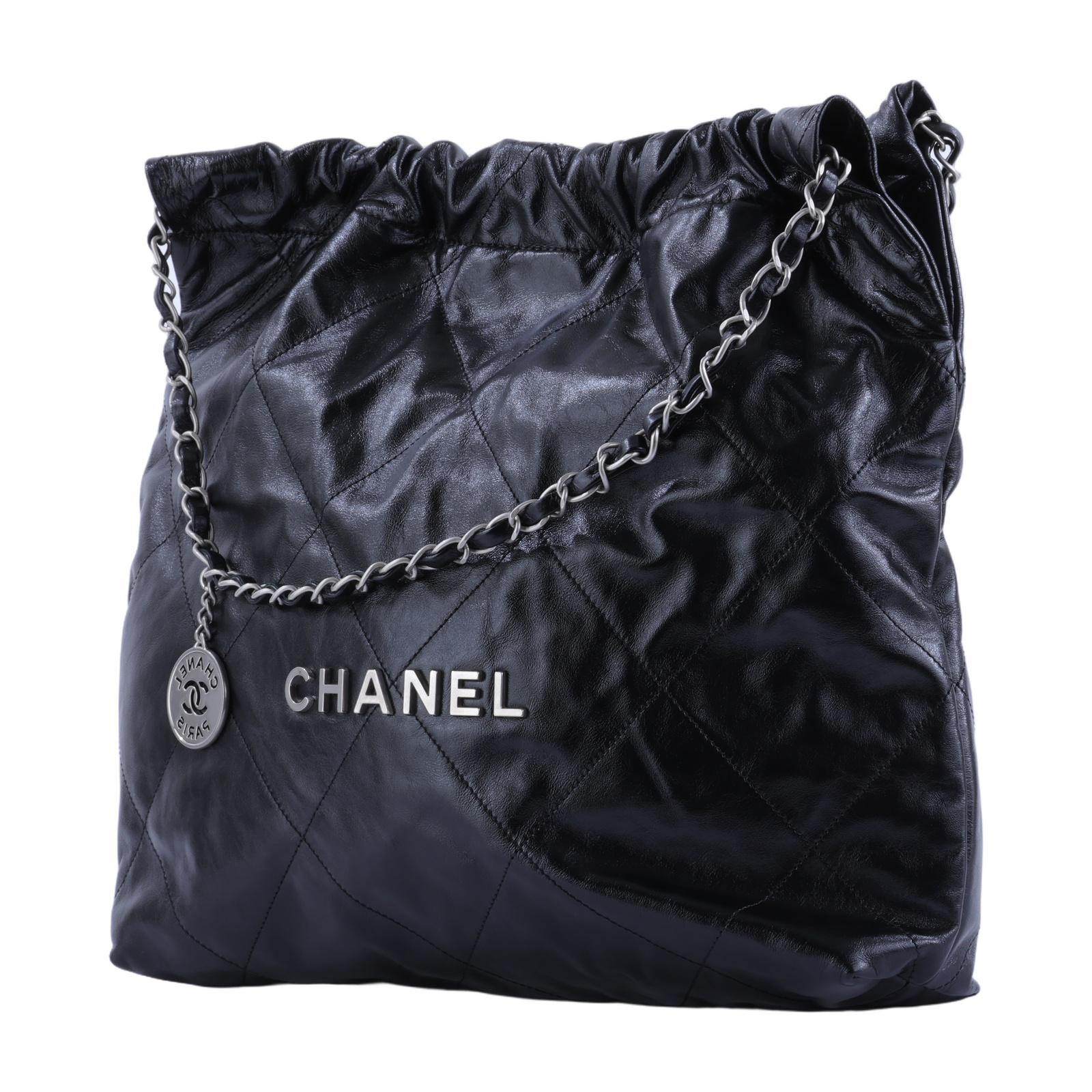 香奈兒 CHANEL 22 中型 束口包 AS3261 晶片款 黑銀22包中號 無附屬品