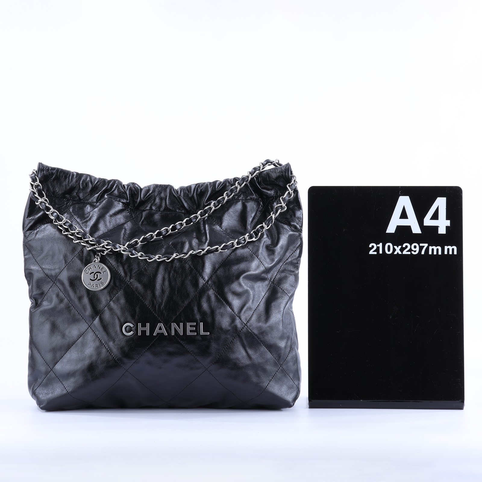 香奈兒 CHANEL 22 中型 束口包 AS3261 晶片款 黑銀22包中號 無附屬品