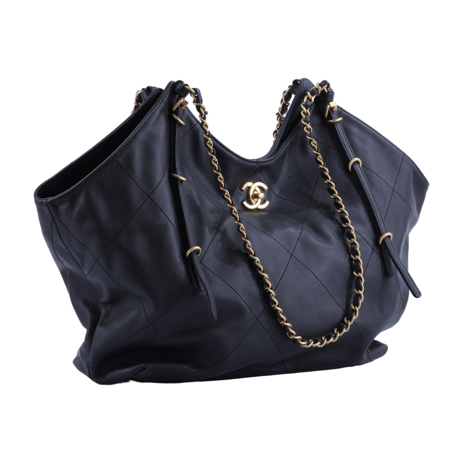 香奈兒 CHANEL HOBO 購物袋 托特包 肩背包 AS5466 B20565 晶片款 黑HOBO托特 小號 購買證明