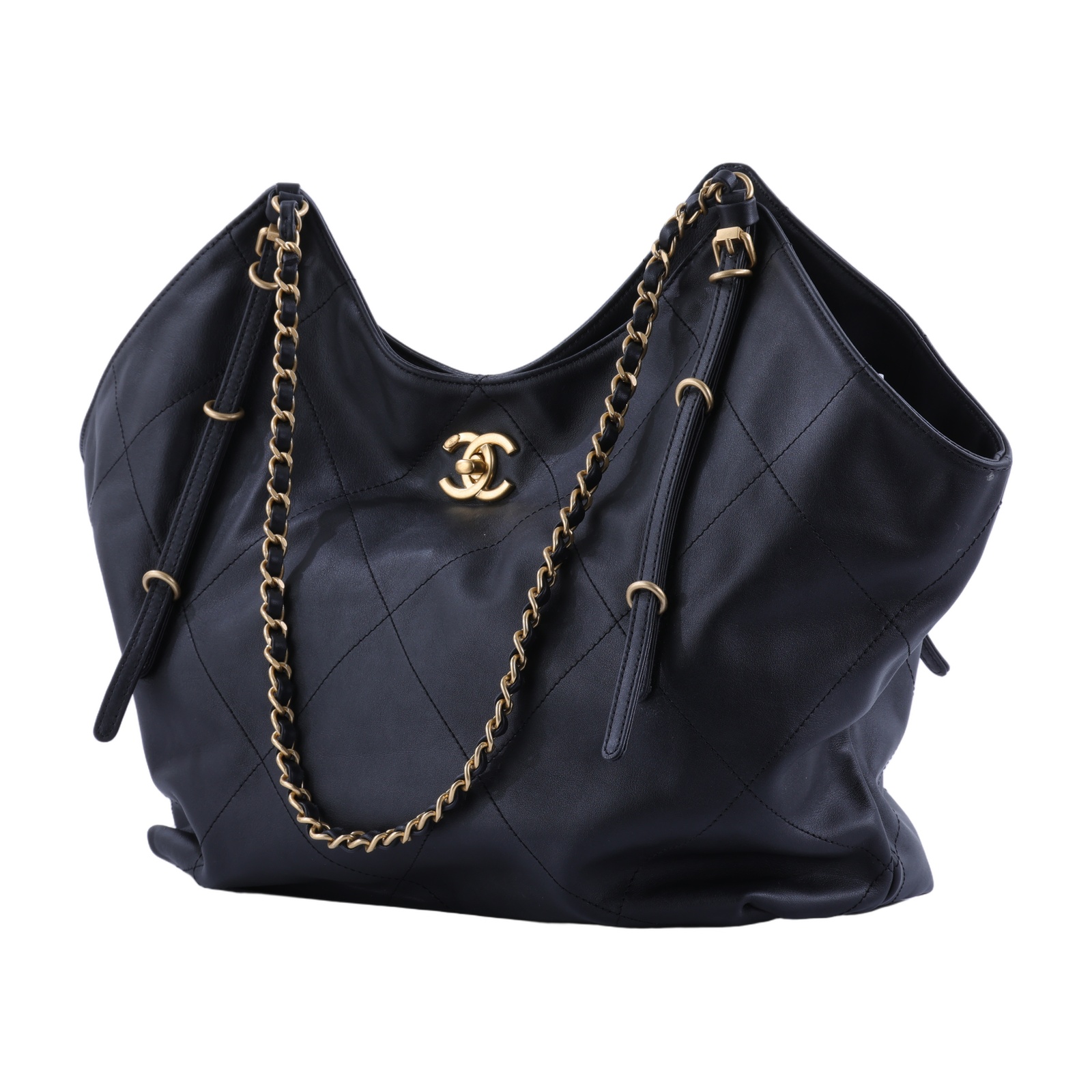 香奈兒 CHANEL HOBO 購物袋 托特包 肩背包 AS5466 B20565 晶片款 黑HOBO托特 小號 購買證明