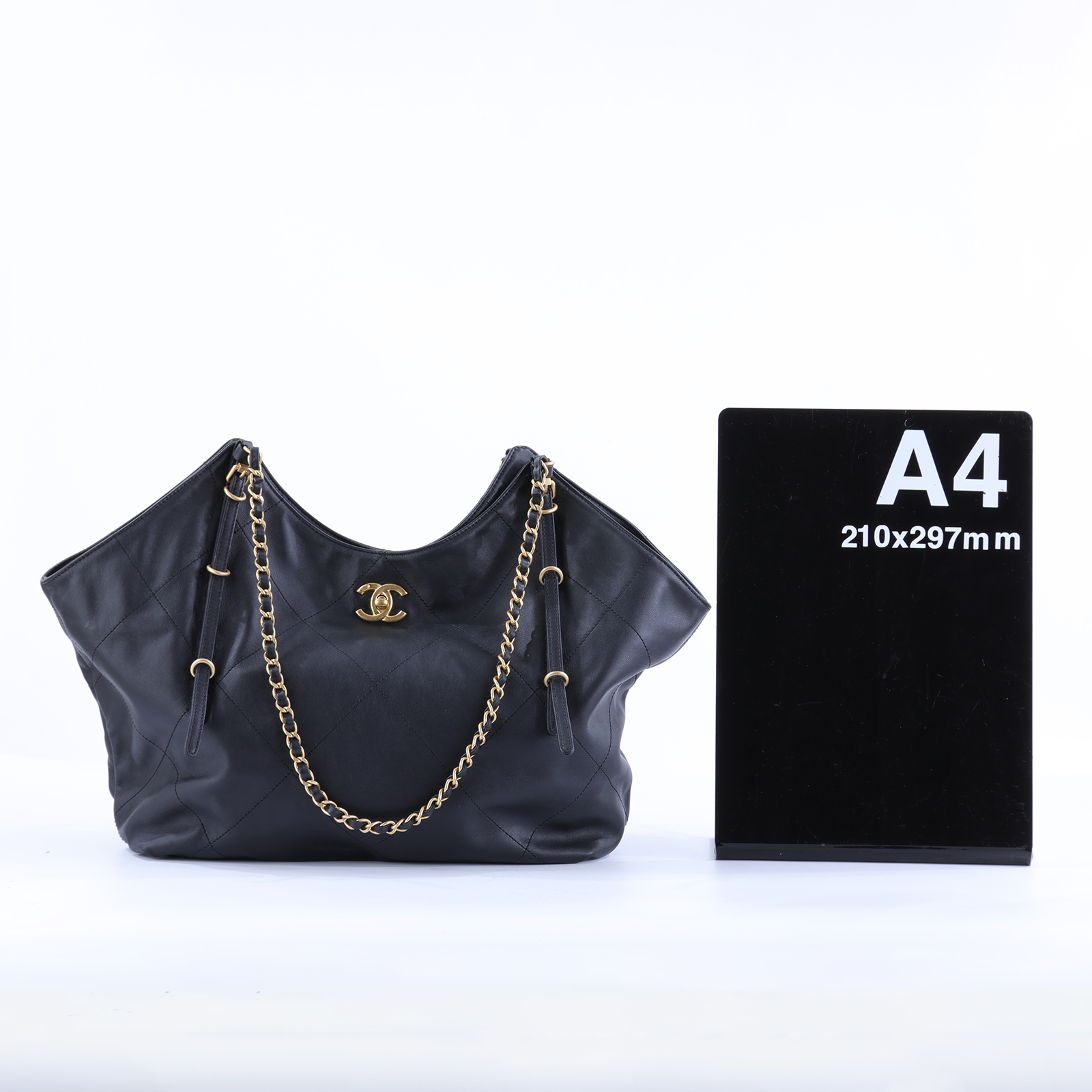 香奈兒 CHANEL HOBO 購物袋 托特包 肩背包 AS5466 B20565 晶片款 黑HOBO托特 小號 購買證明